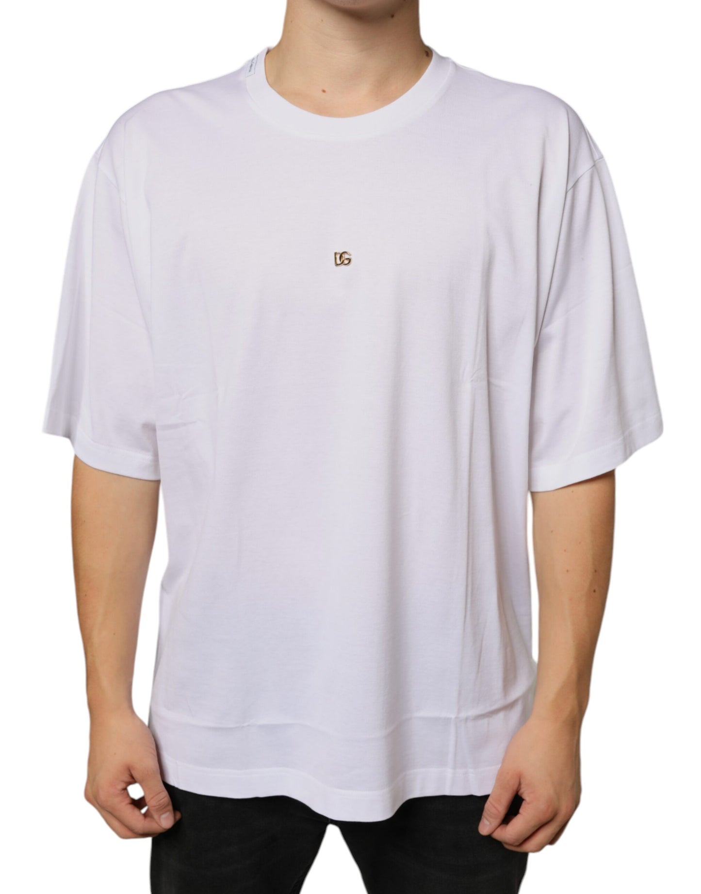 T-shirt à manches courtes en coton avec logo White Metal DG