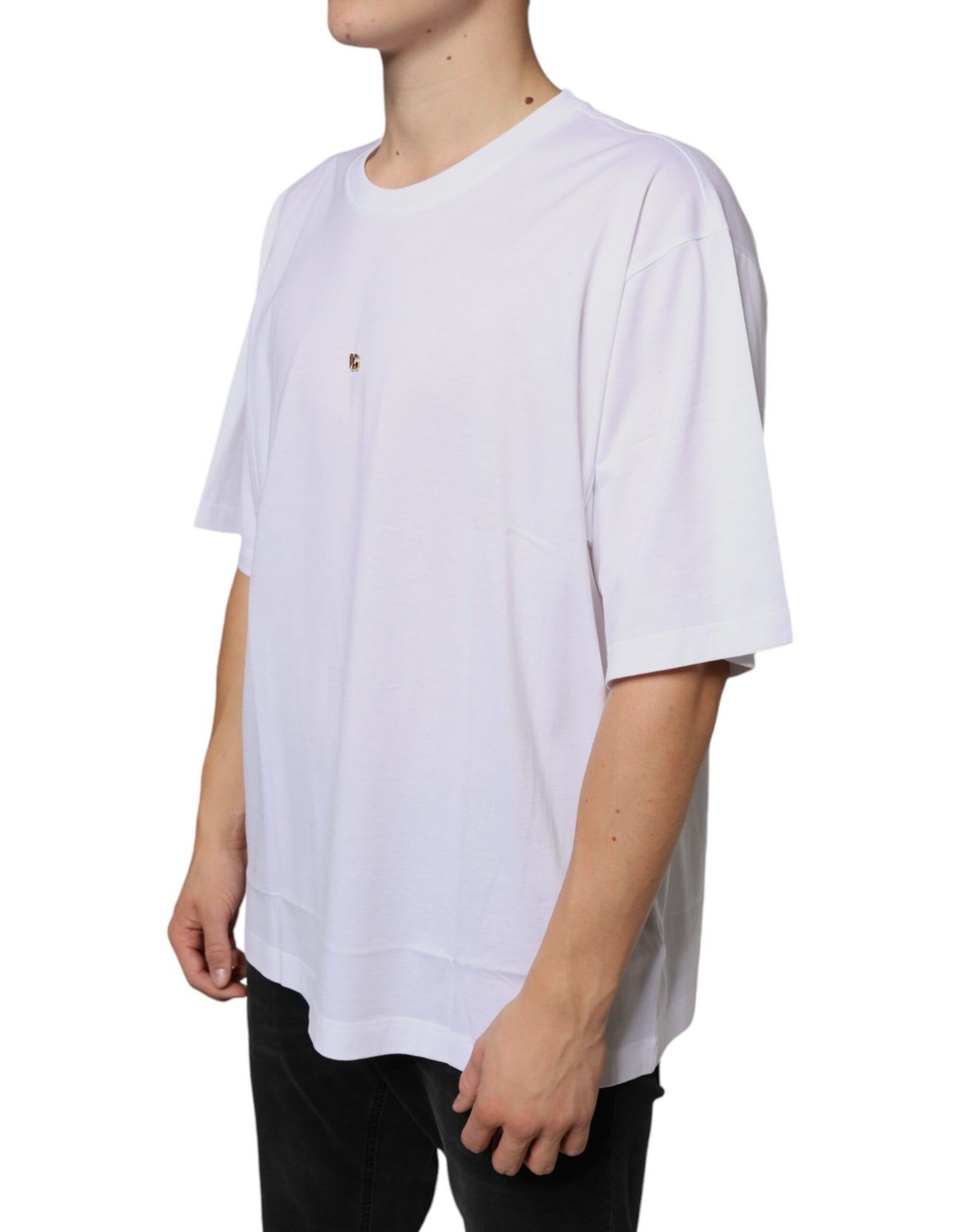 T-shirt à manches courtes en coton avec logo White Metal DG