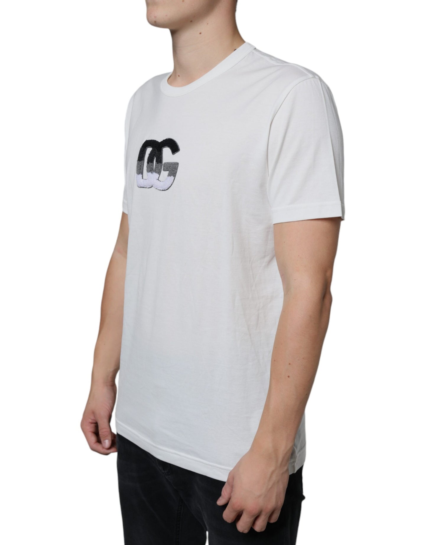 T-shirt en coton blanc avec logo DG imprimé