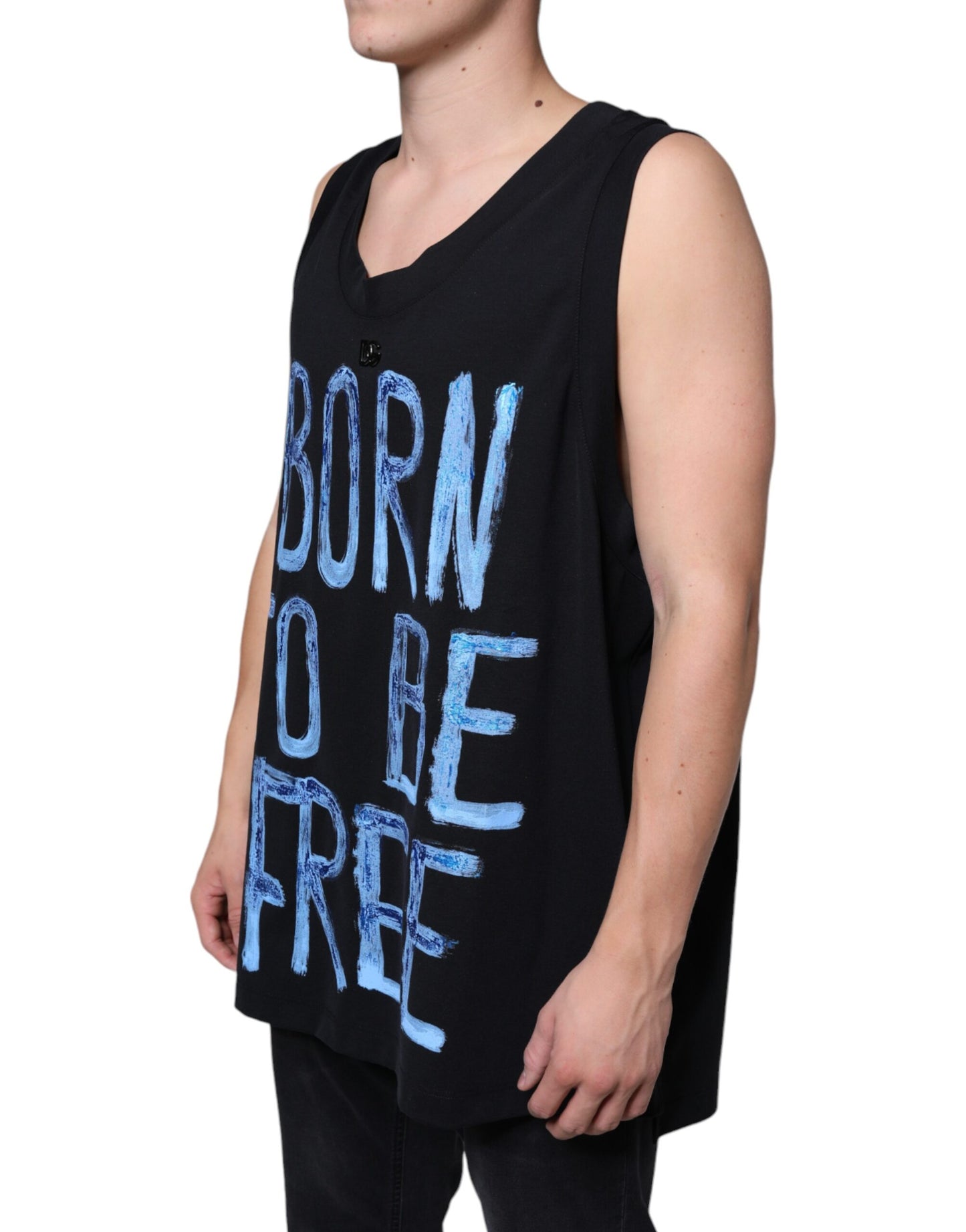T-shirt sans manches en coton noir Born To Be Free