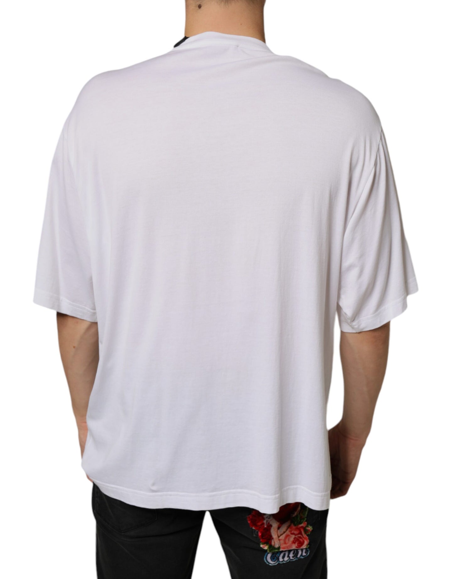 T-shirt en coton blanc orné d'un collier