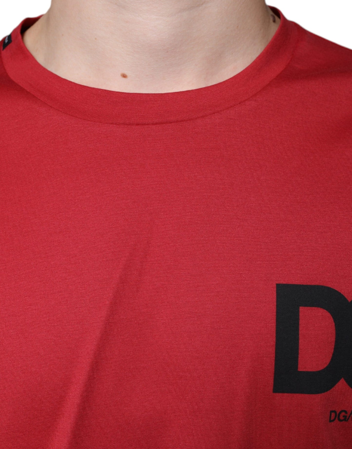 T-shirt col rond en coton rouge avec logo DG imprimé