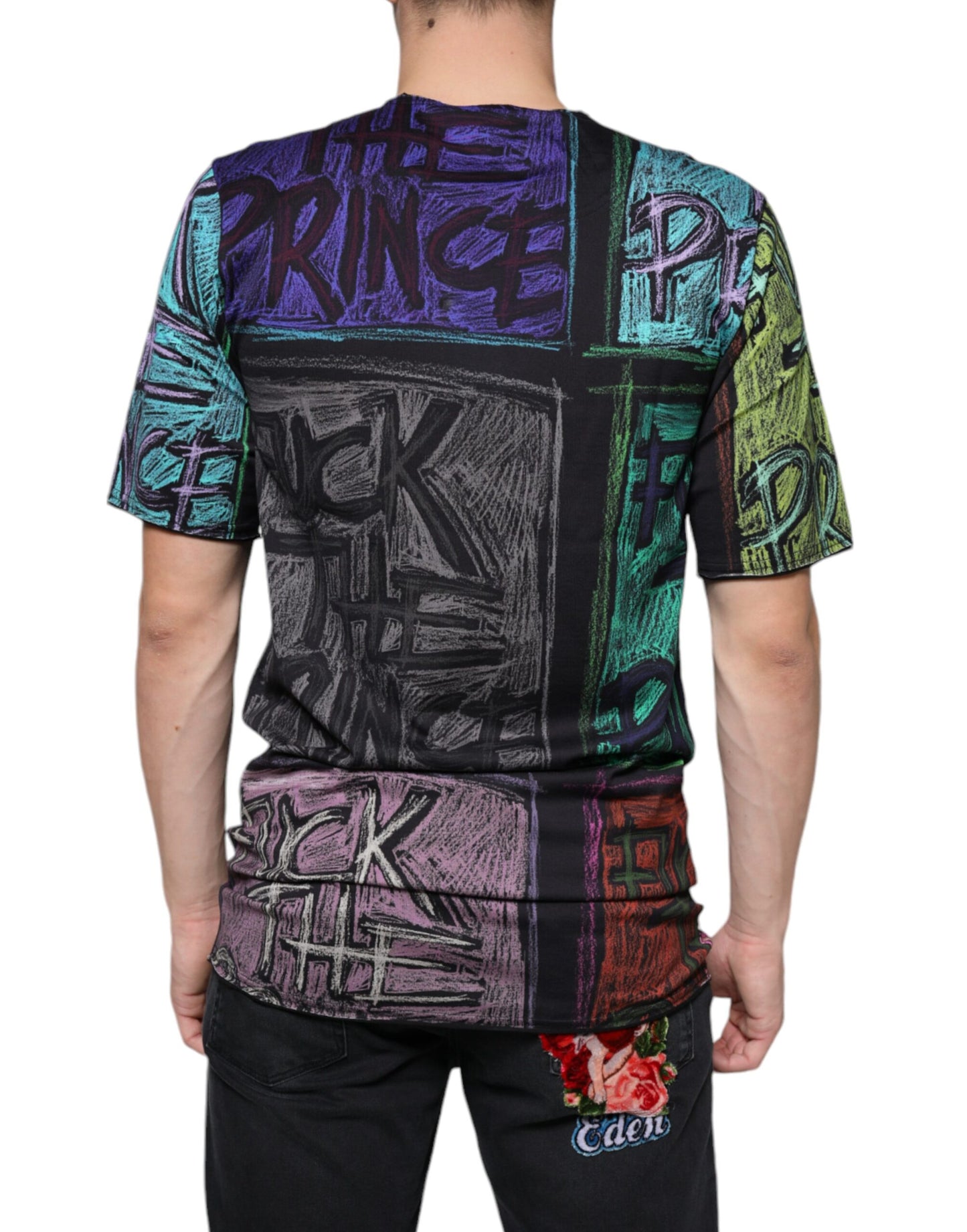 T-shirt en coton à imprimé graphique multicolore