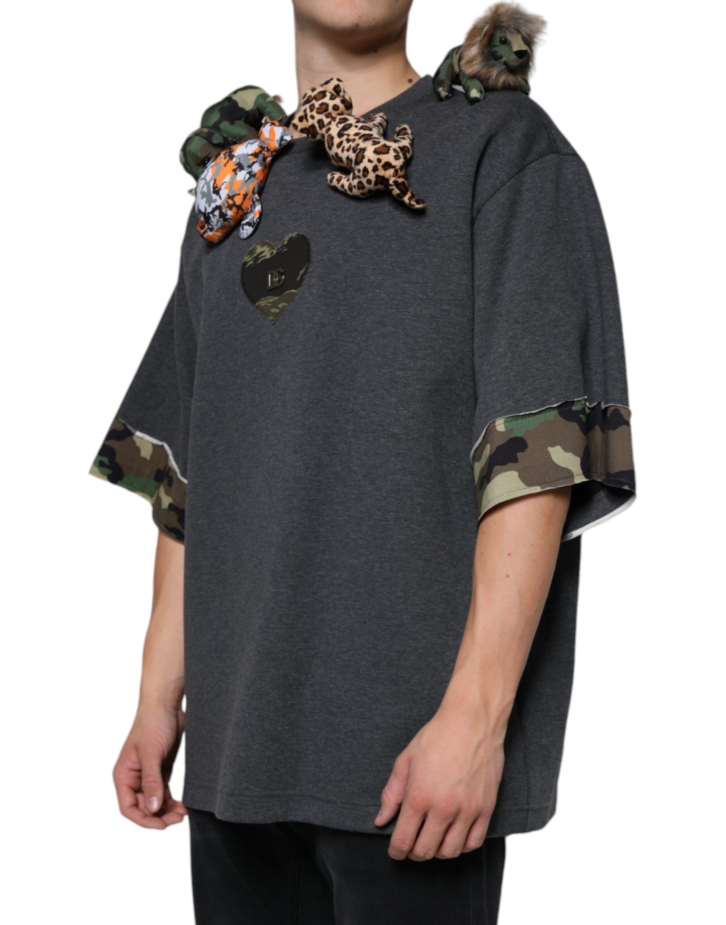 T-shirt en coton gris camouflage Animal Stuff
