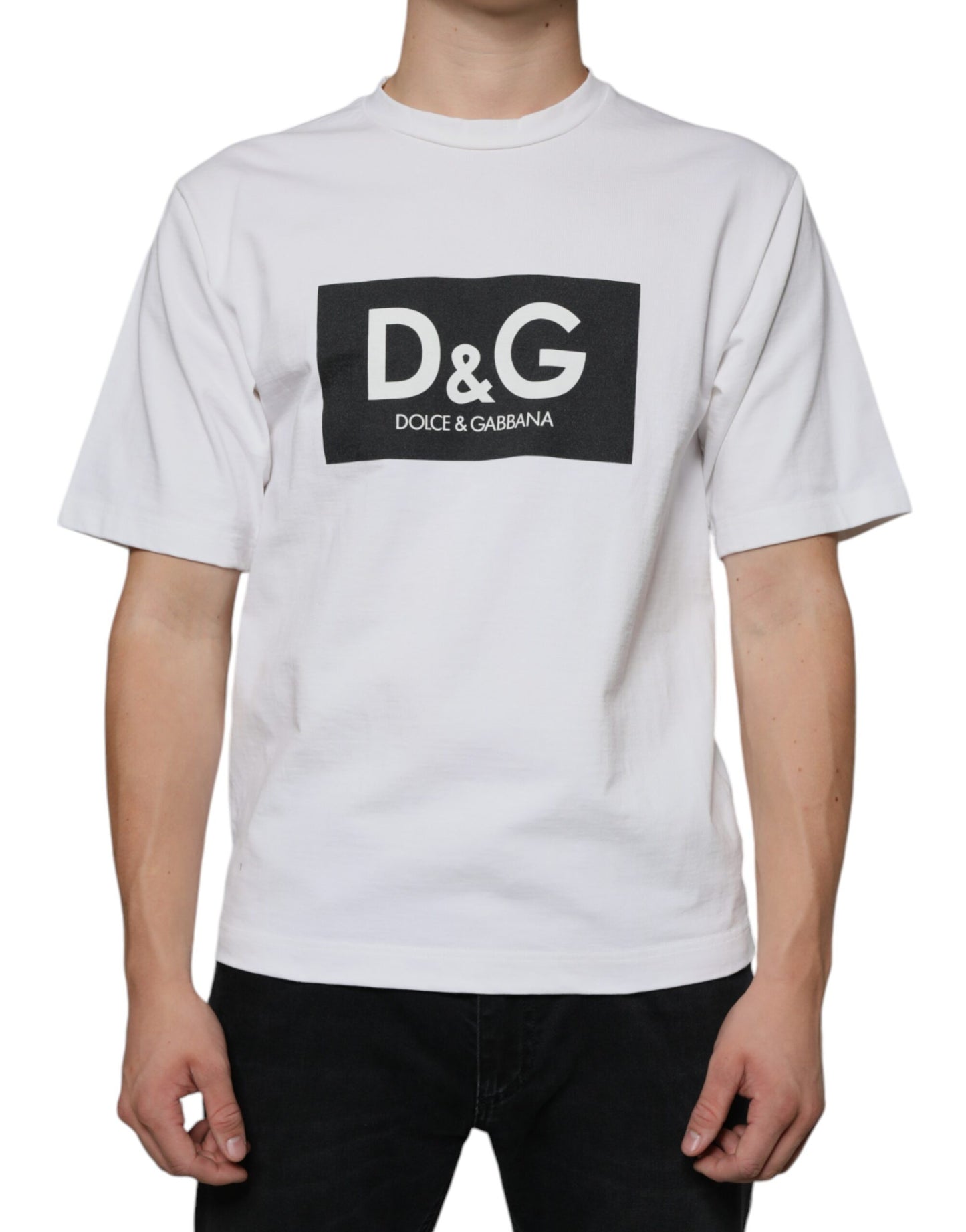 T-shirt décontracté en coton blanc avec logo DG imprimé