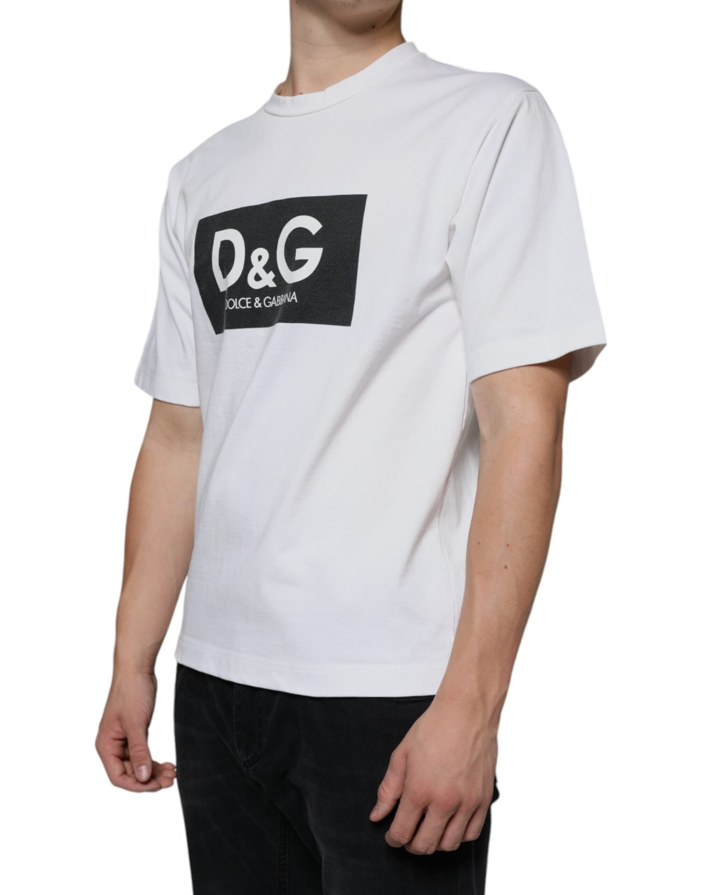 T-shirt décontracté en coton blanc avec logo DG imprimé