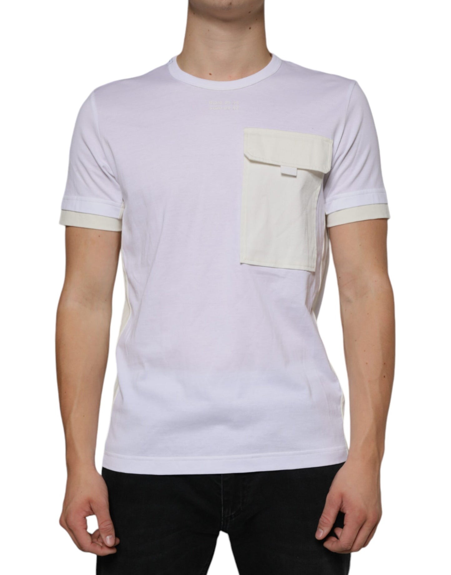 T-shirt à manches courtes en coton blanc avec poche