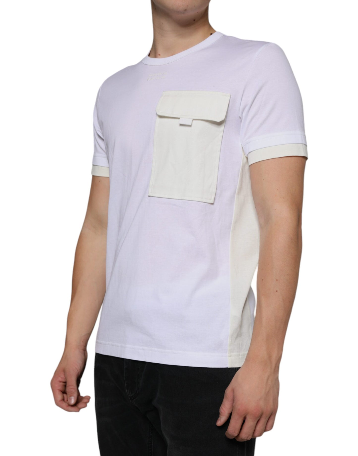 T-shirt à manches courtes en coton blanc avec poche