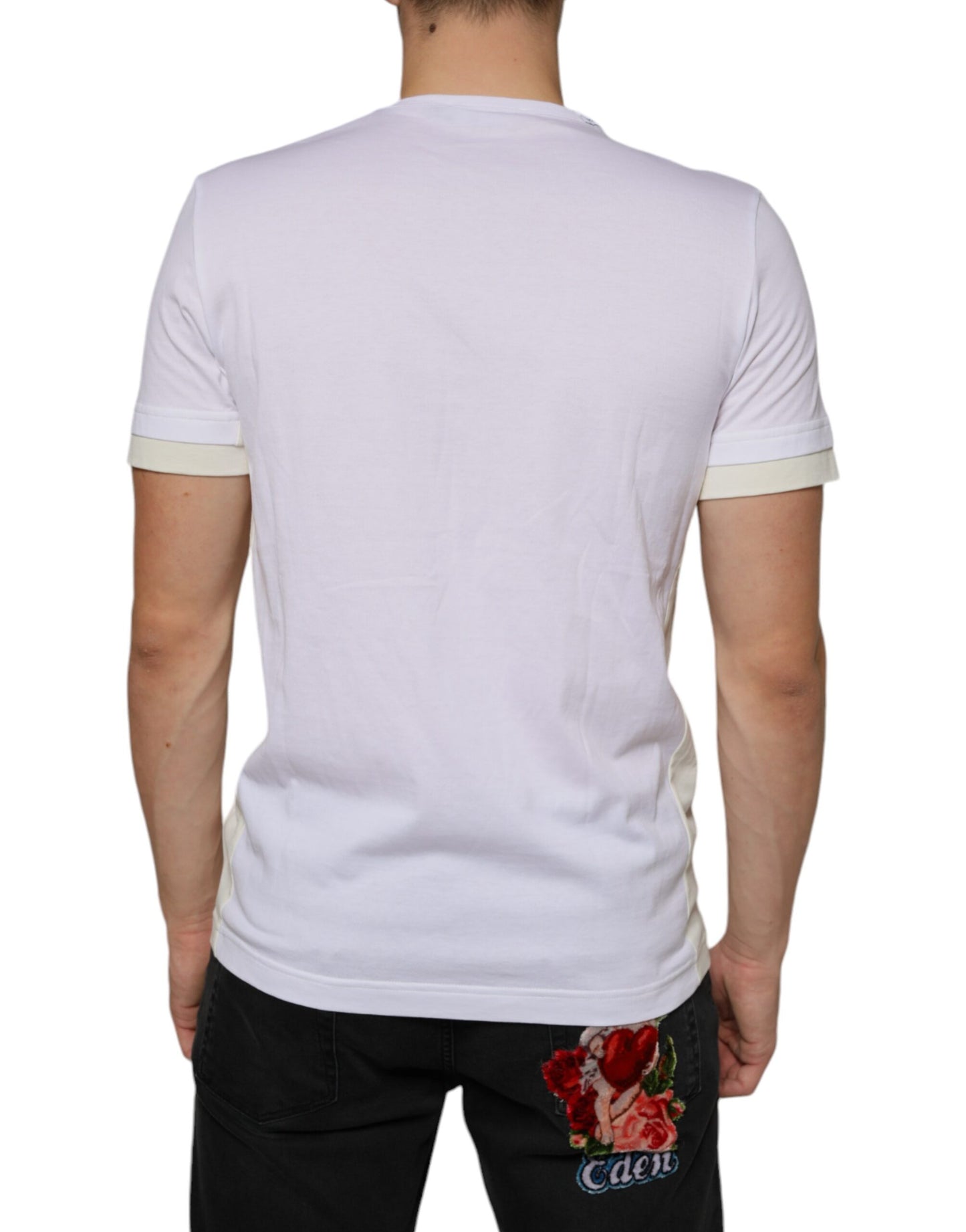 T-shirt à manches courtes en coton blanc avec poche