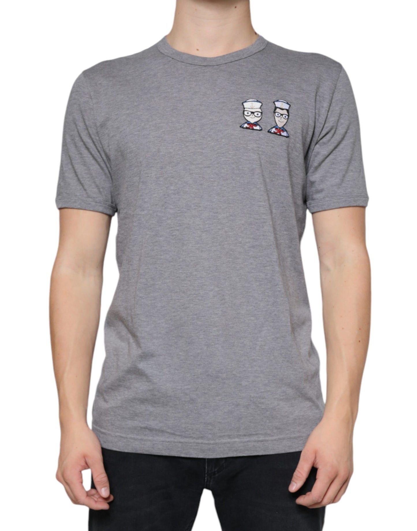 T-shirt à manches courtes en coton gris #DGFamily