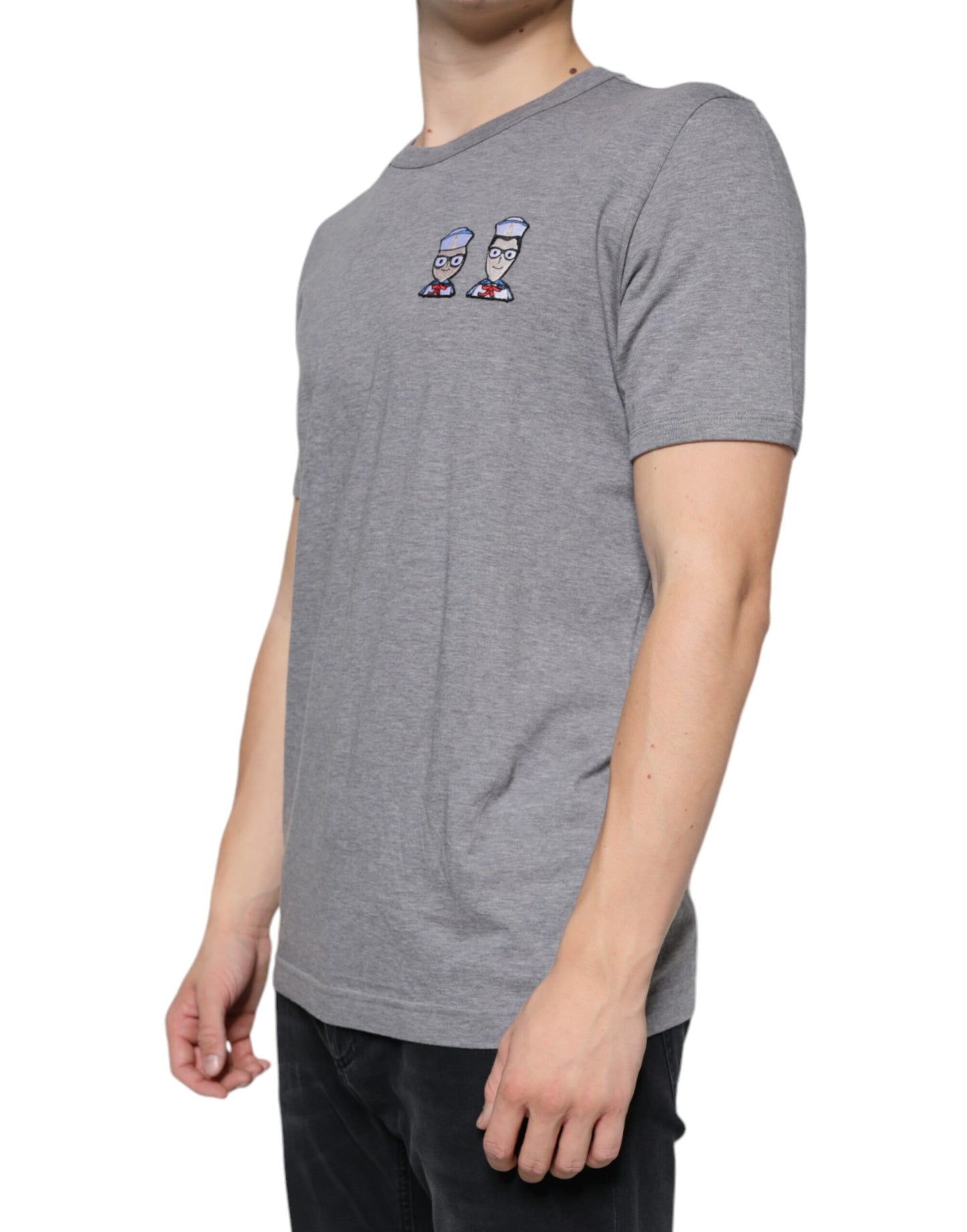 T-shirt à manches courtes en coton gris #DGFamily