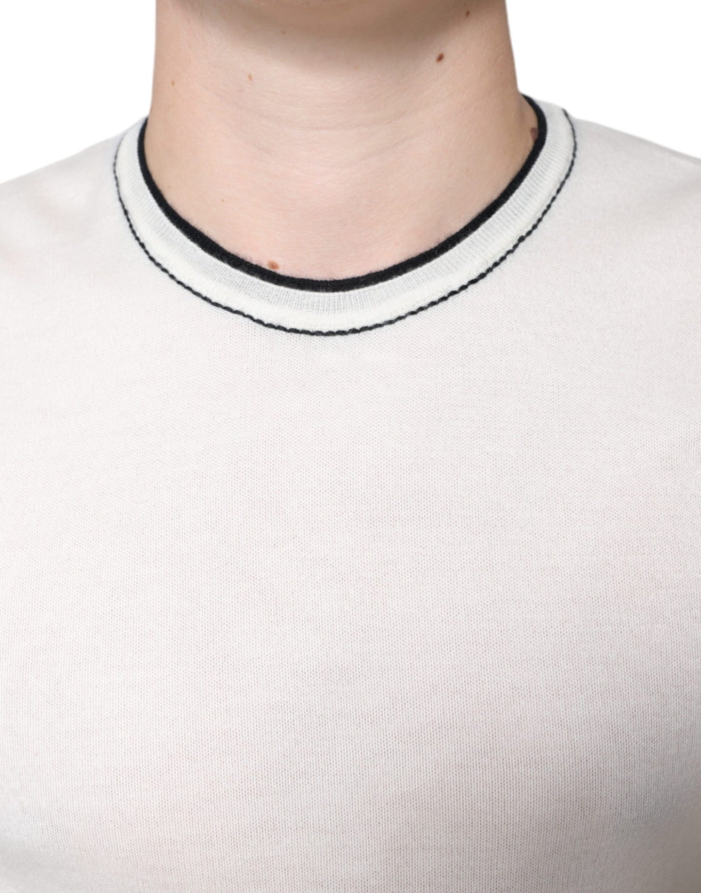 T-shirt à manches courtes en cachemire blanc cassé