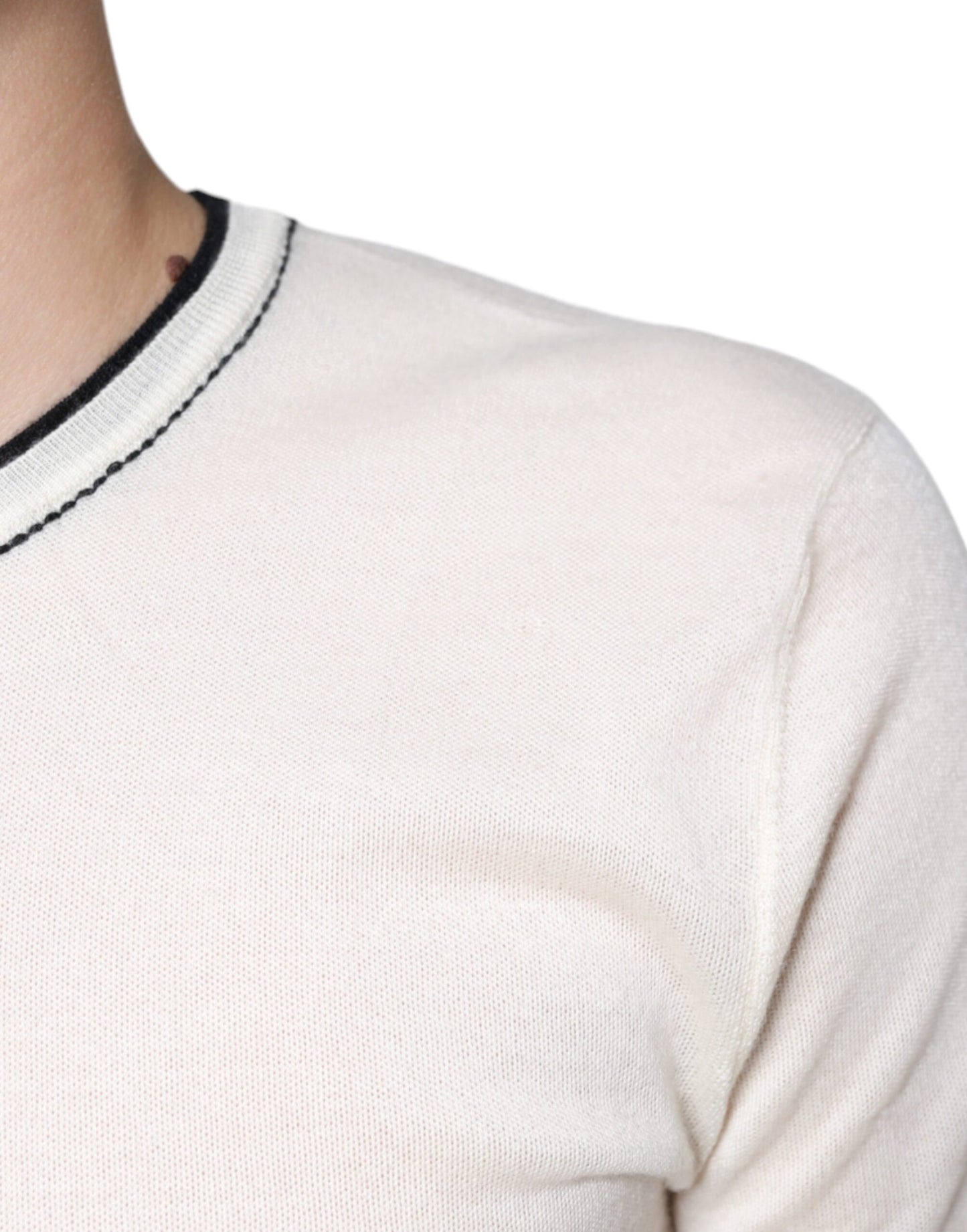 T-shirt à manches courtes en cachemire blanc cassé