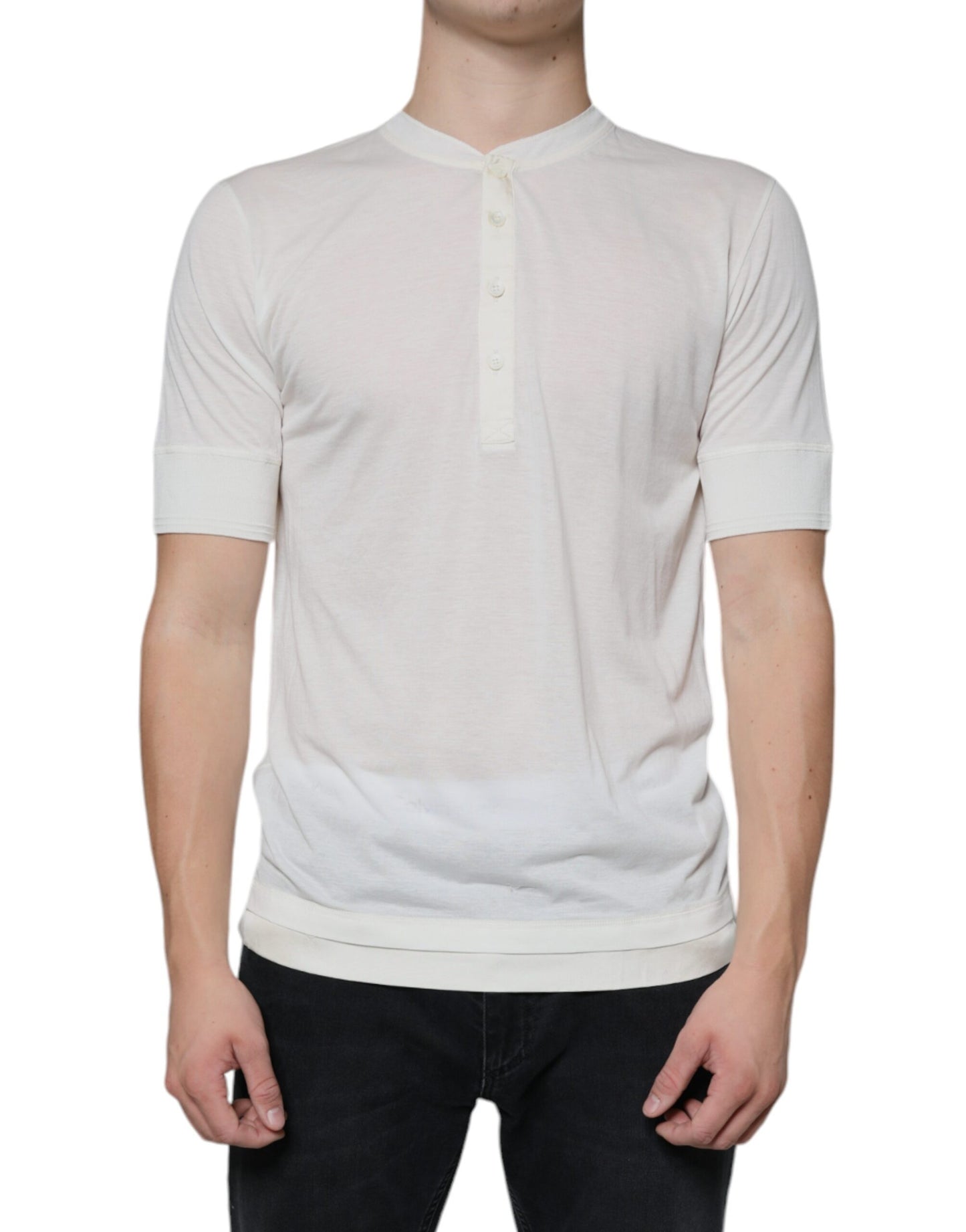 T-shirt à manches courtes en coton blanc cassé