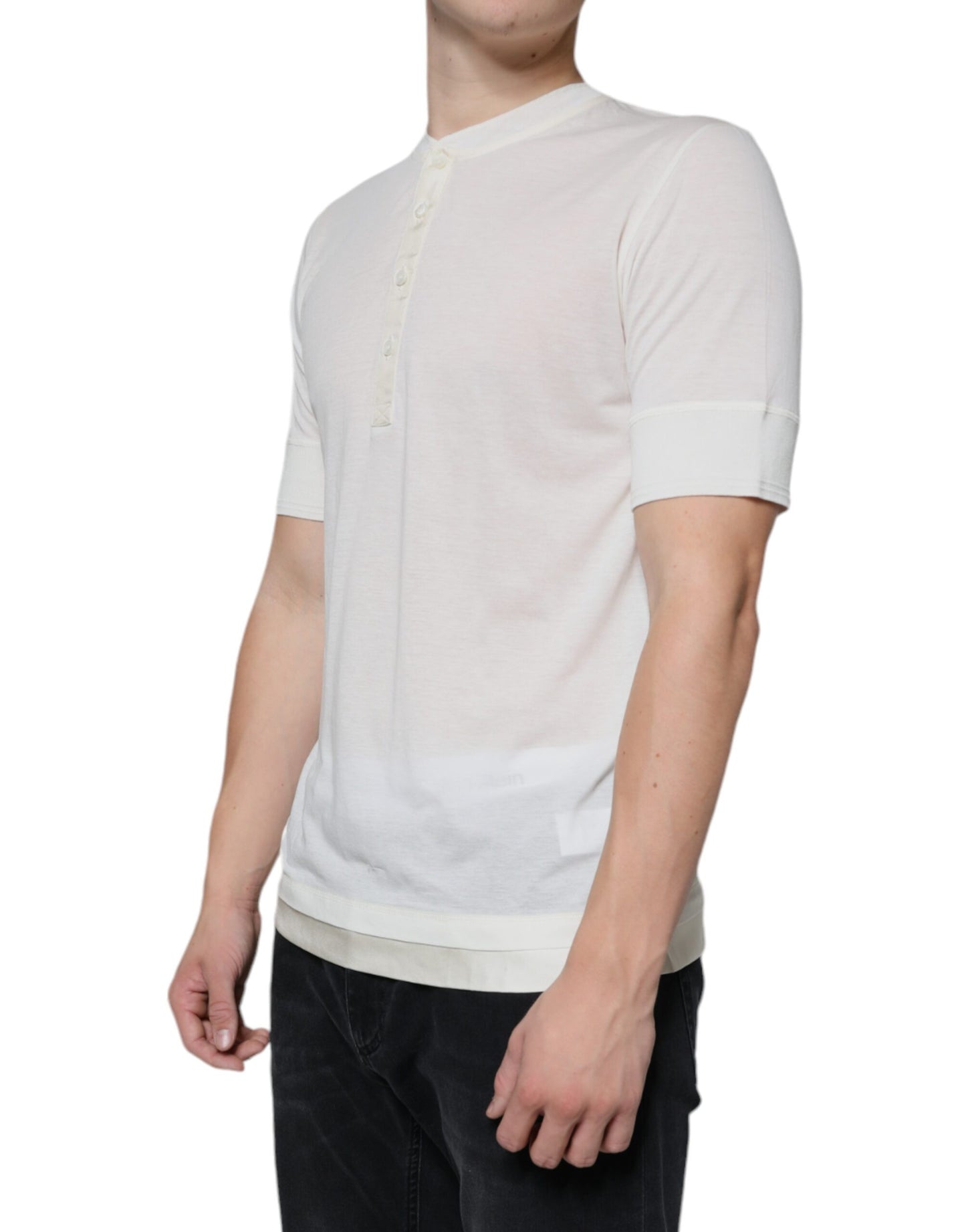T-shirt à manches courtes en coton blanc cassé