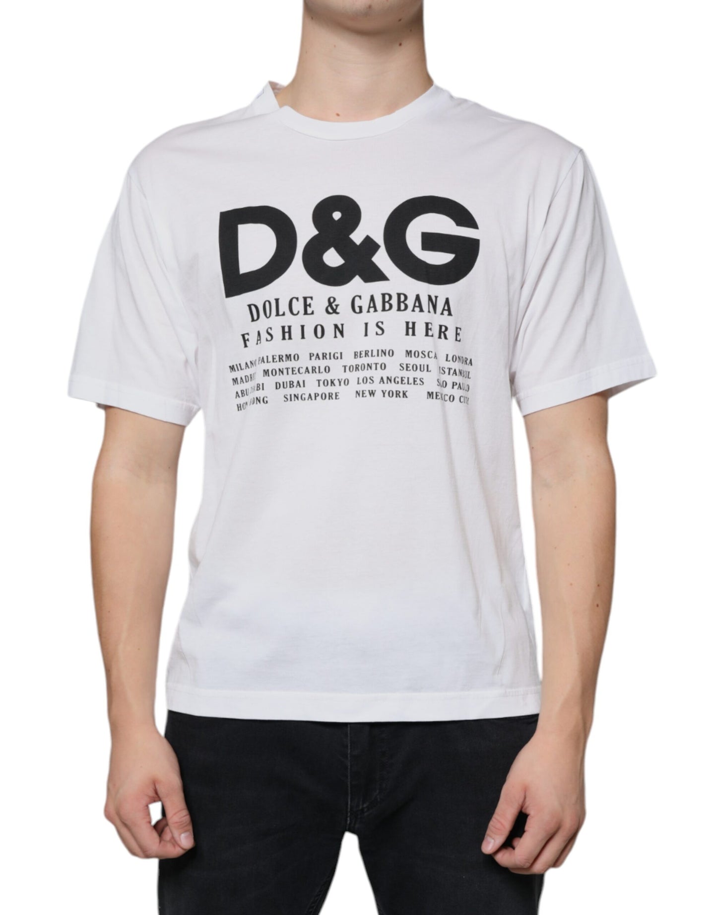 T-shirt décontracté en coton blanc avec logo DG imprimé