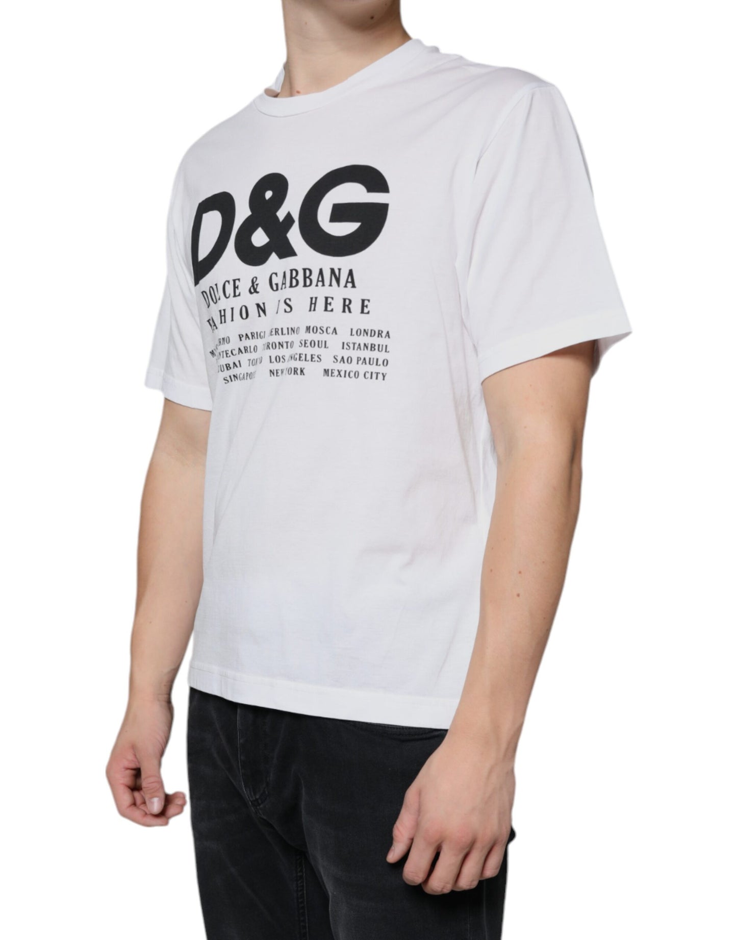 T-shirt décontracté en coton blanc avec logo DG imprimé