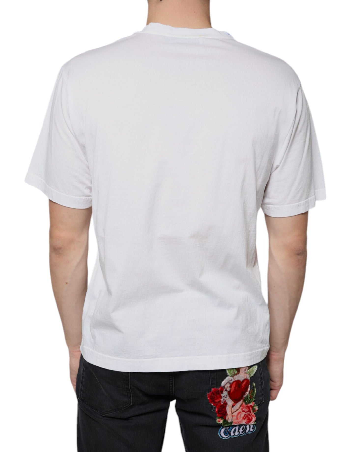 T-shirt décontracté en coton blanc avec logo DG imprimé