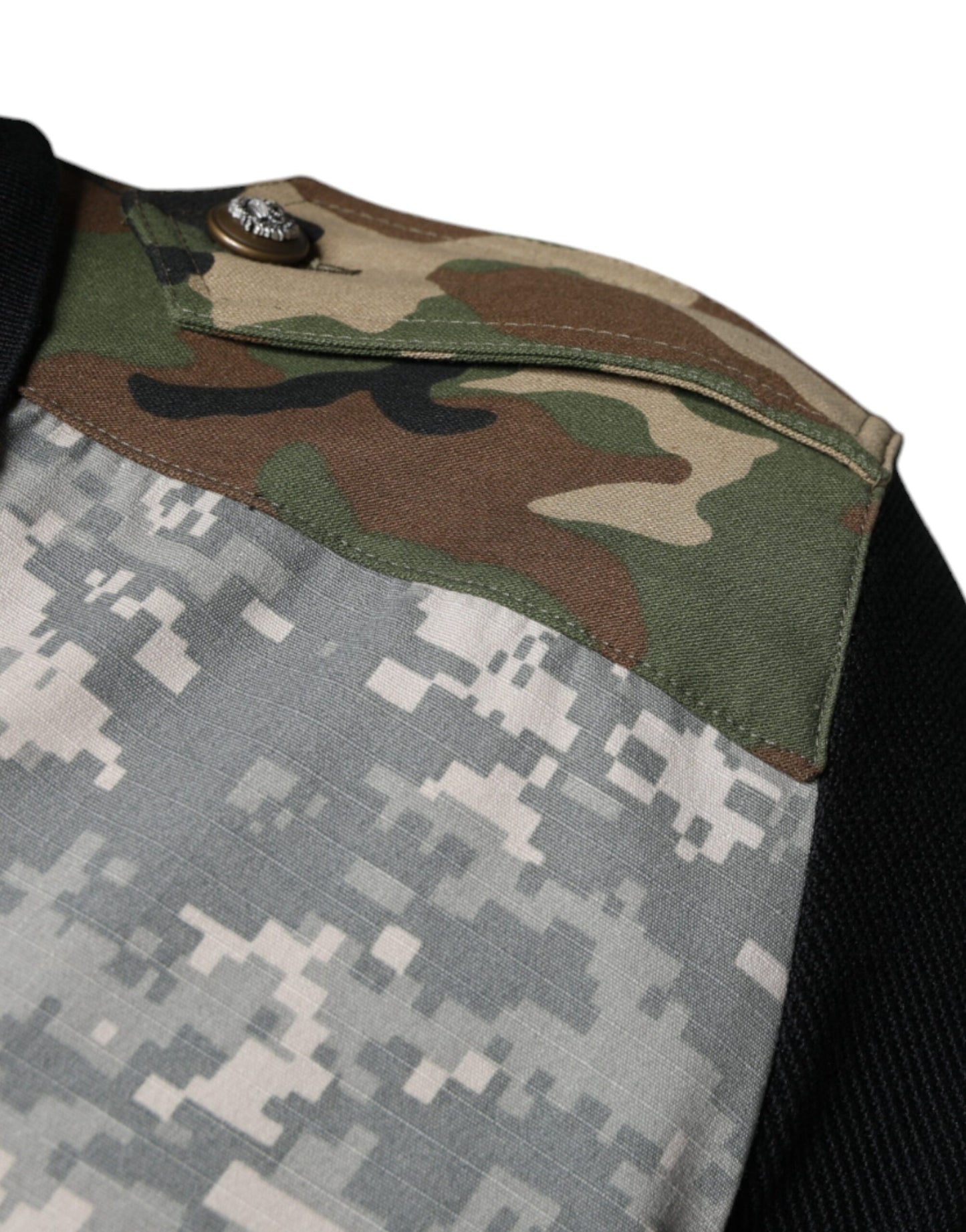 Polo en soie patchwork camouflage multicolore
