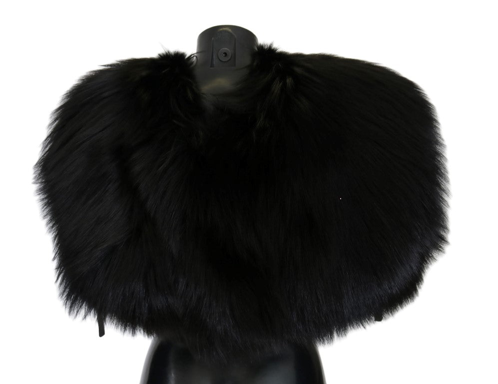 Bufanda de piel de zorro plateado negro