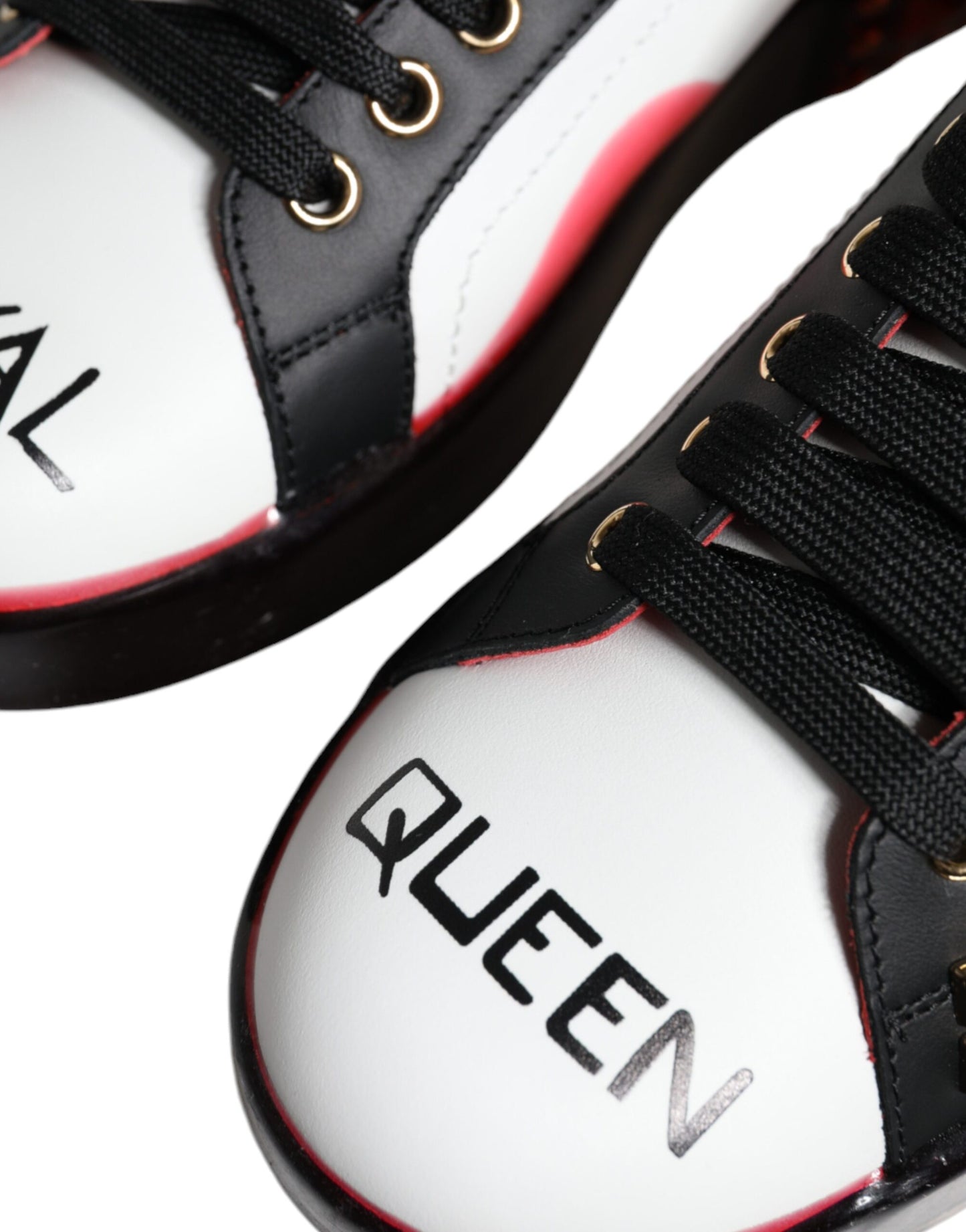 Zapatillas Portofino de piel con cristales blancos y rojos