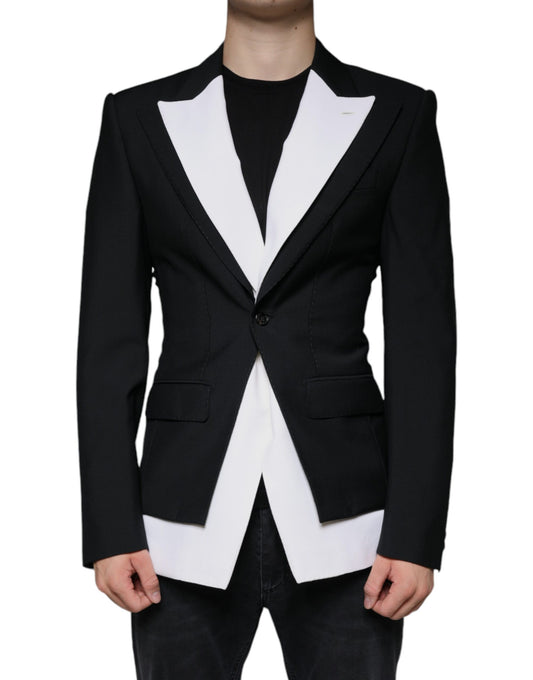Blazer simple boutonnage noir et blanc