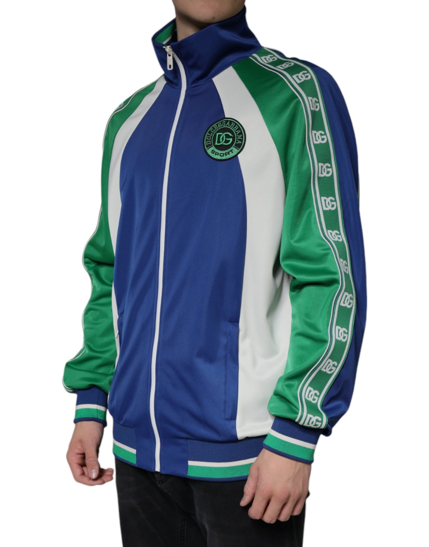 Blouson aviateur zippé en polyester multicolore