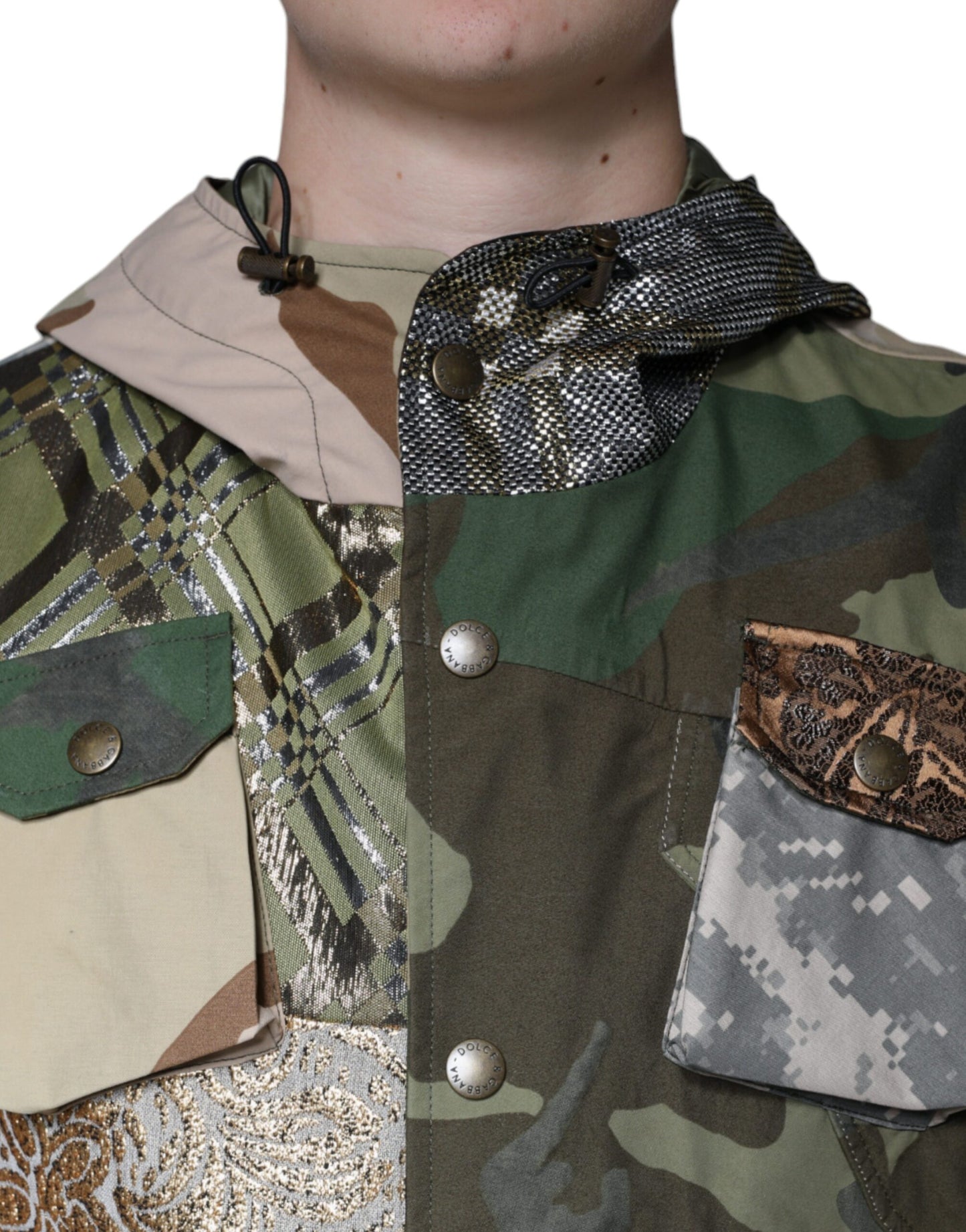 Veste sans manches à capuche patchwork multicolore