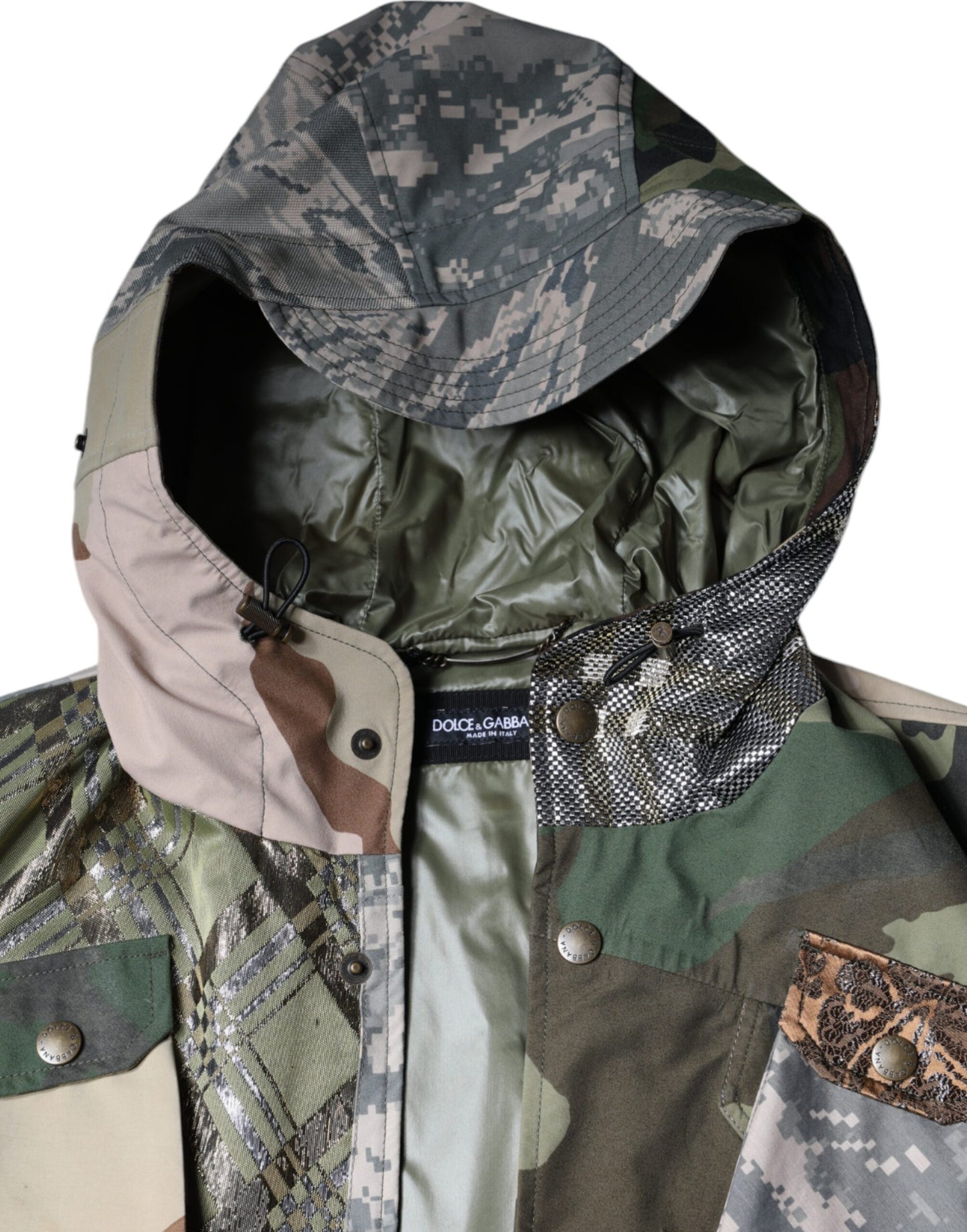 Veste sans manches à capuche patchwork multicolore