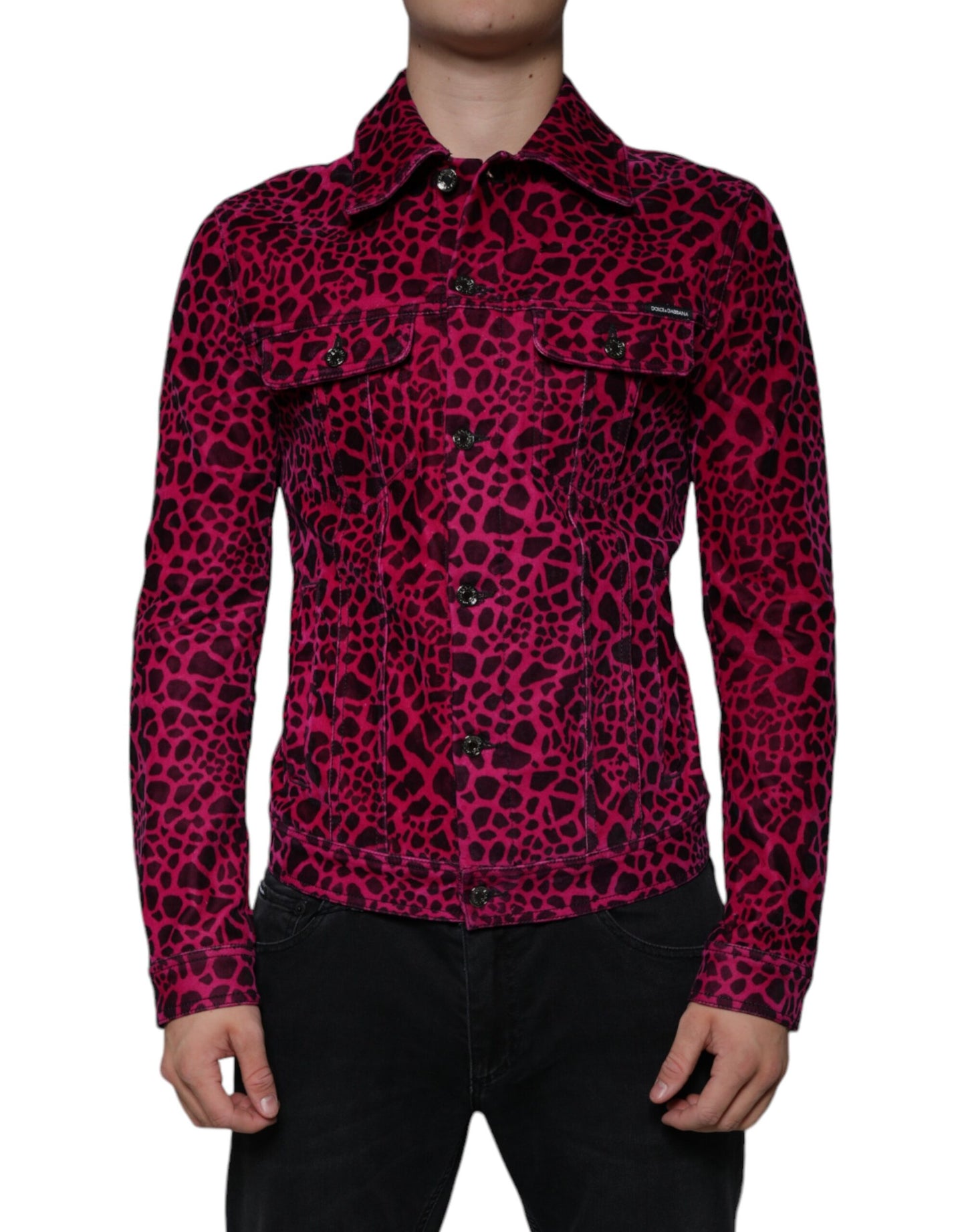 Veste à col boutonné léopard fuchsia
