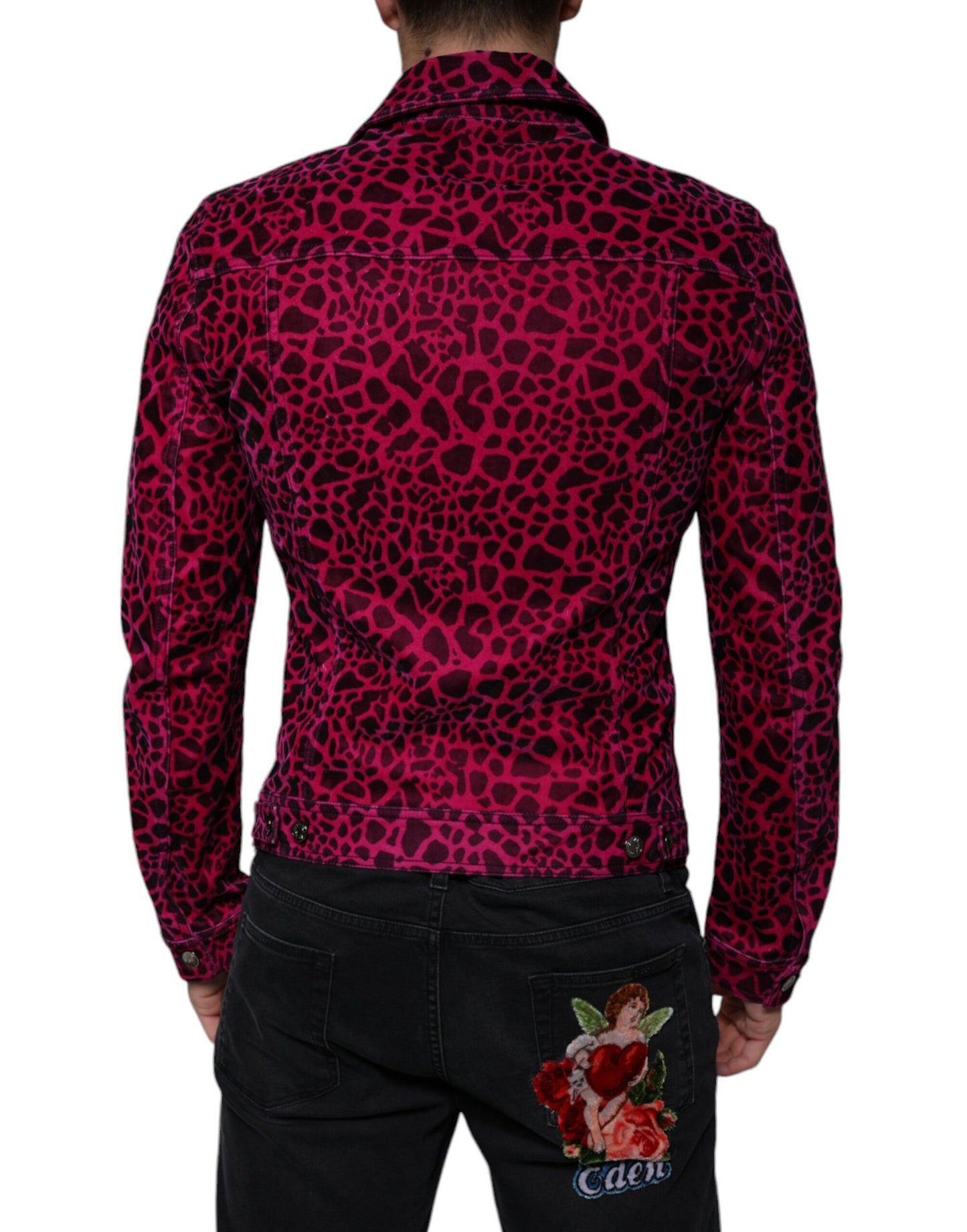 Veste à col boutonné léopard fuchsia