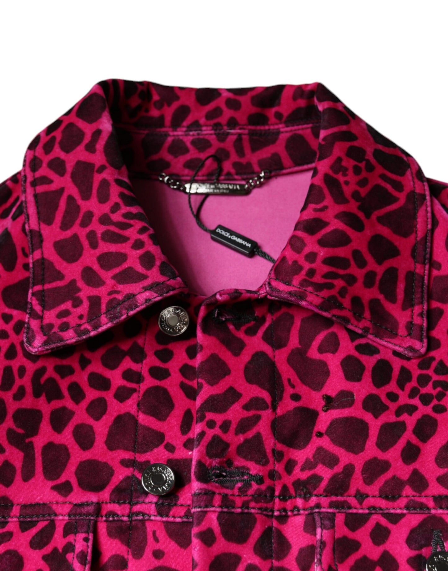 Veste à col boutonné léopard fuchsia