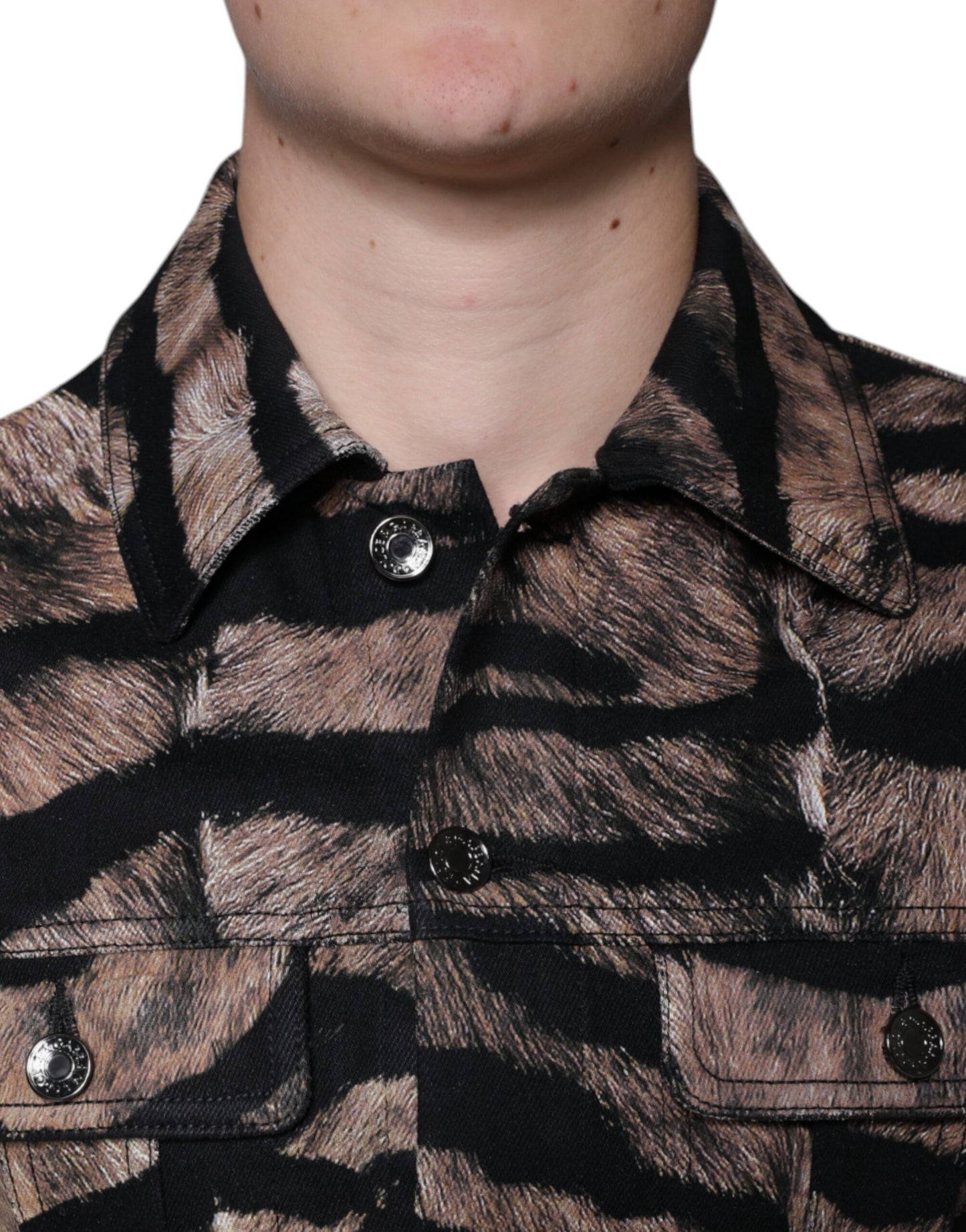 Veste à col boutonné Brown Tiger