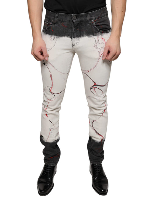 Jean skinny imprimé noir et blanc pour homme