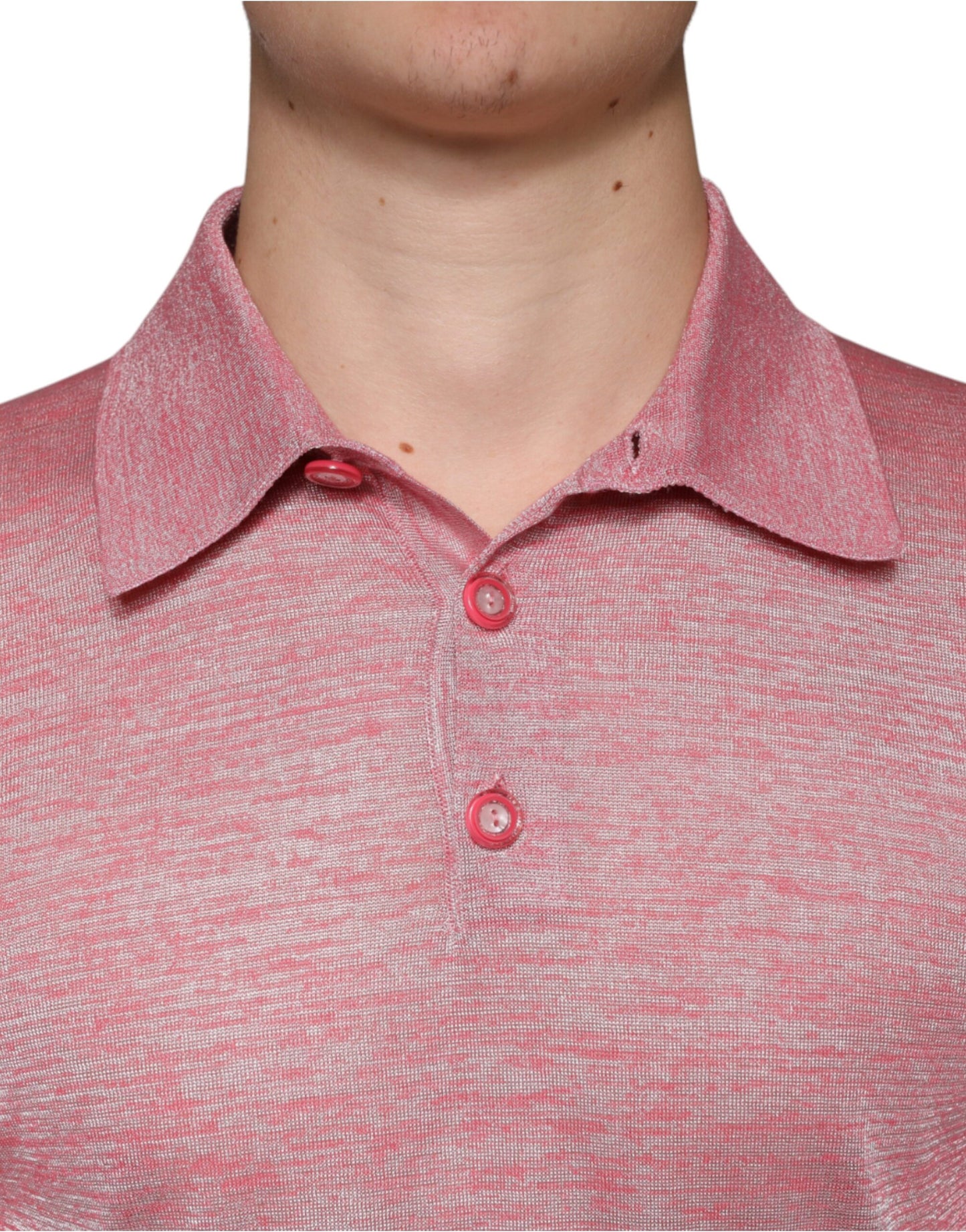 Polo rose à manches longues en polyester pour homme