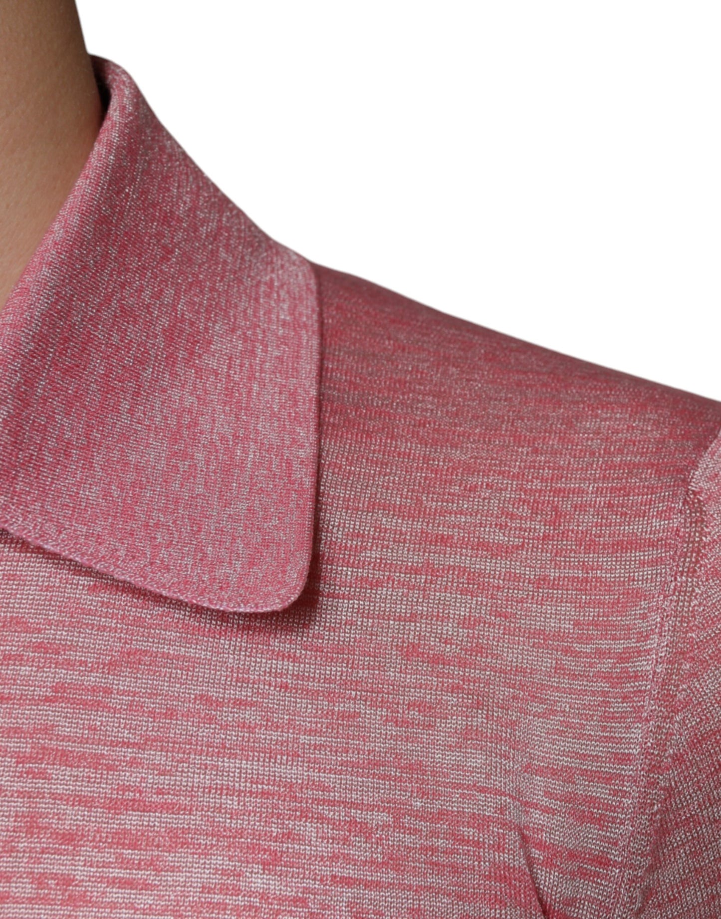 Polo rose à manches longues en polyester pour homme