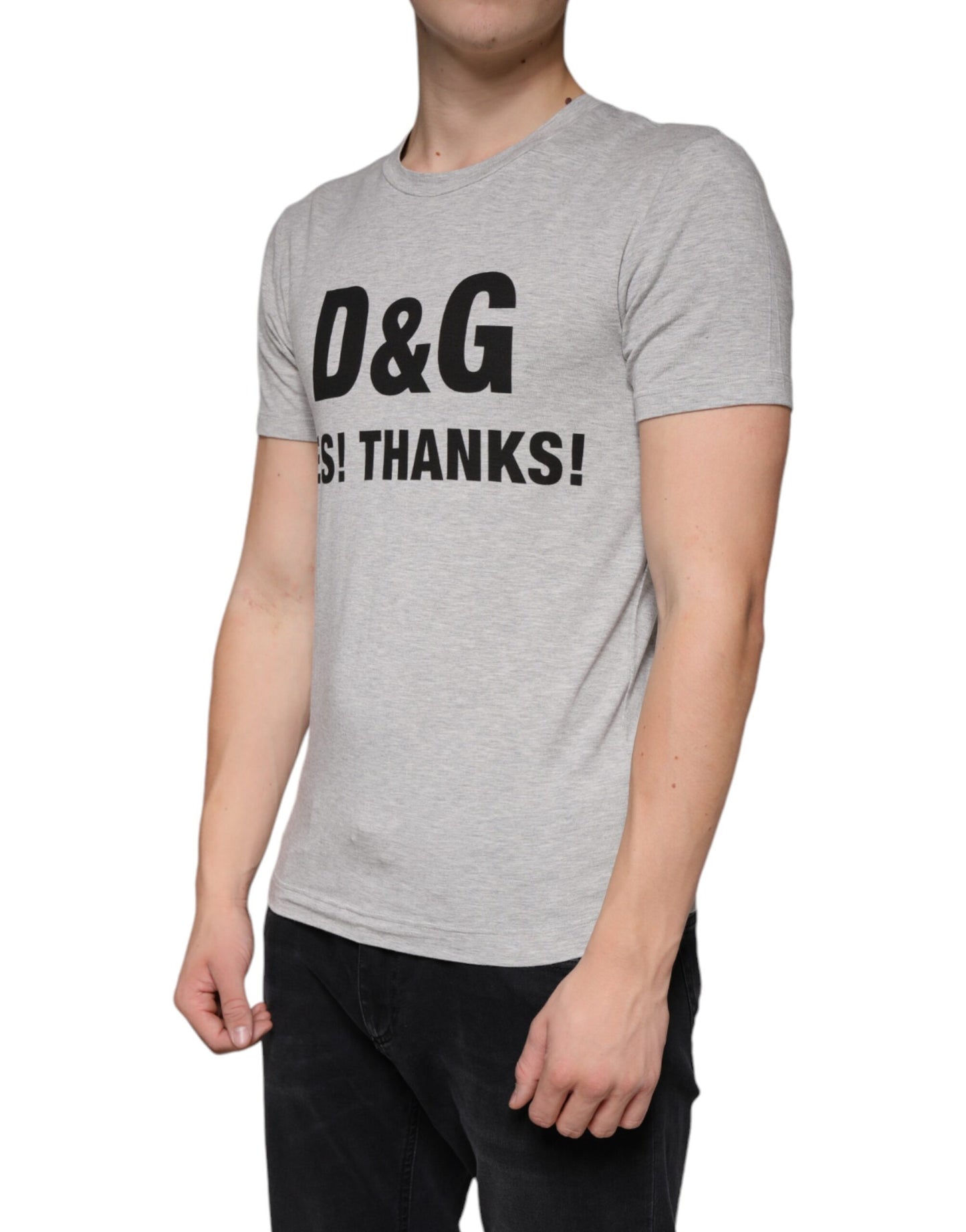 T-shirt ras du cou à manches courtes et logo imprimé gris