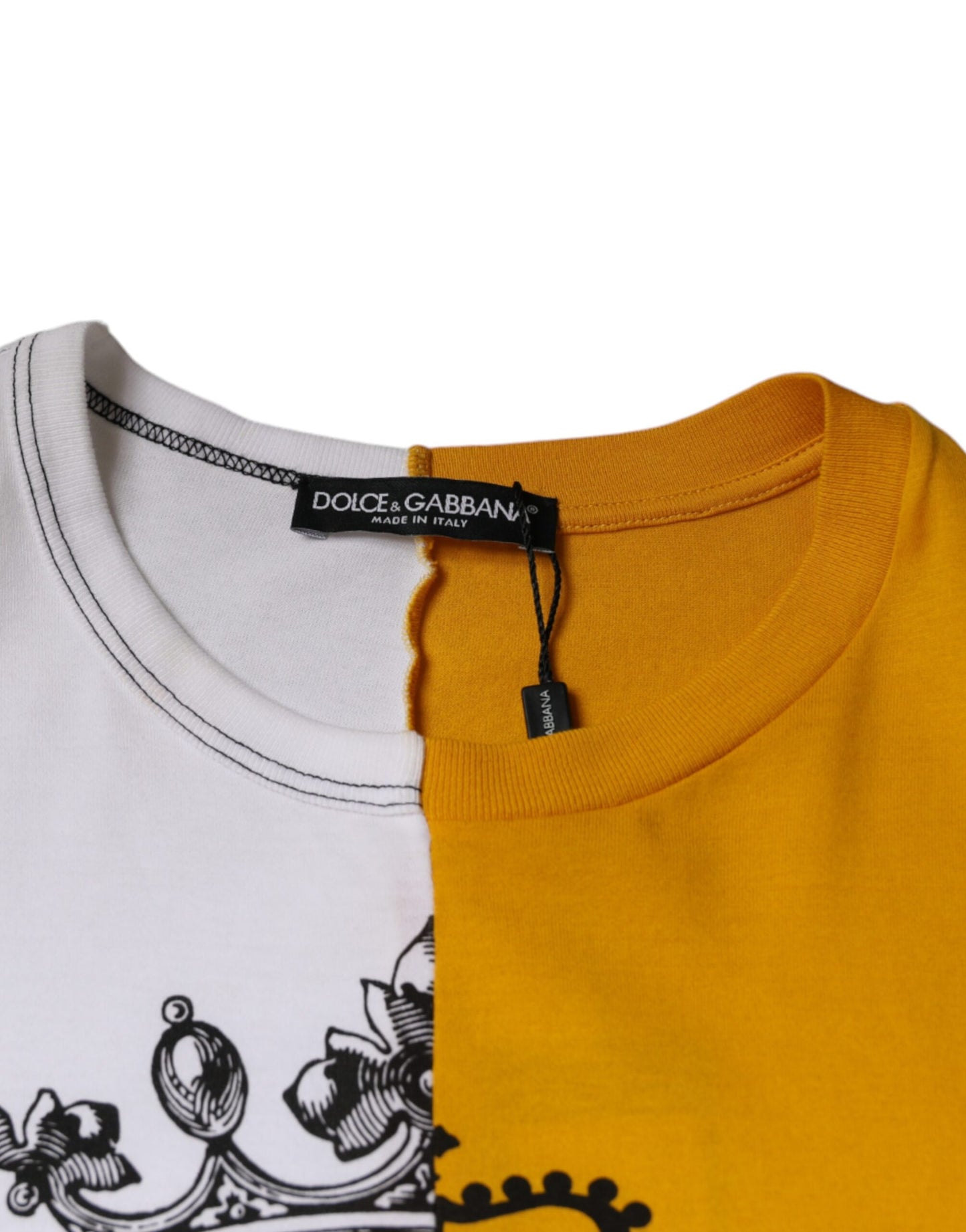 T-shirt à manches courtes avec logo imprimé blanc et jaune