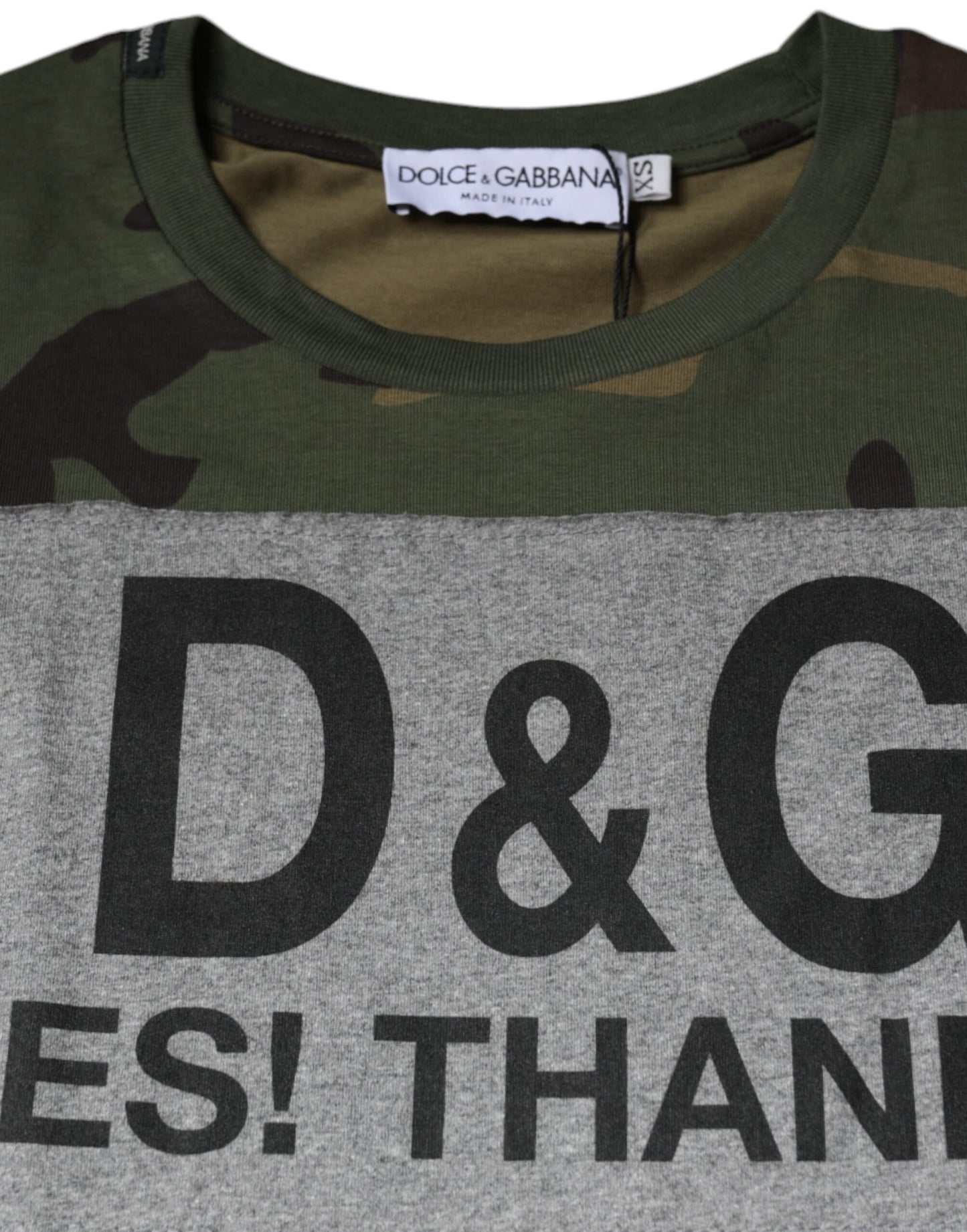 T-shirt col rond en coton camouflage multicolore