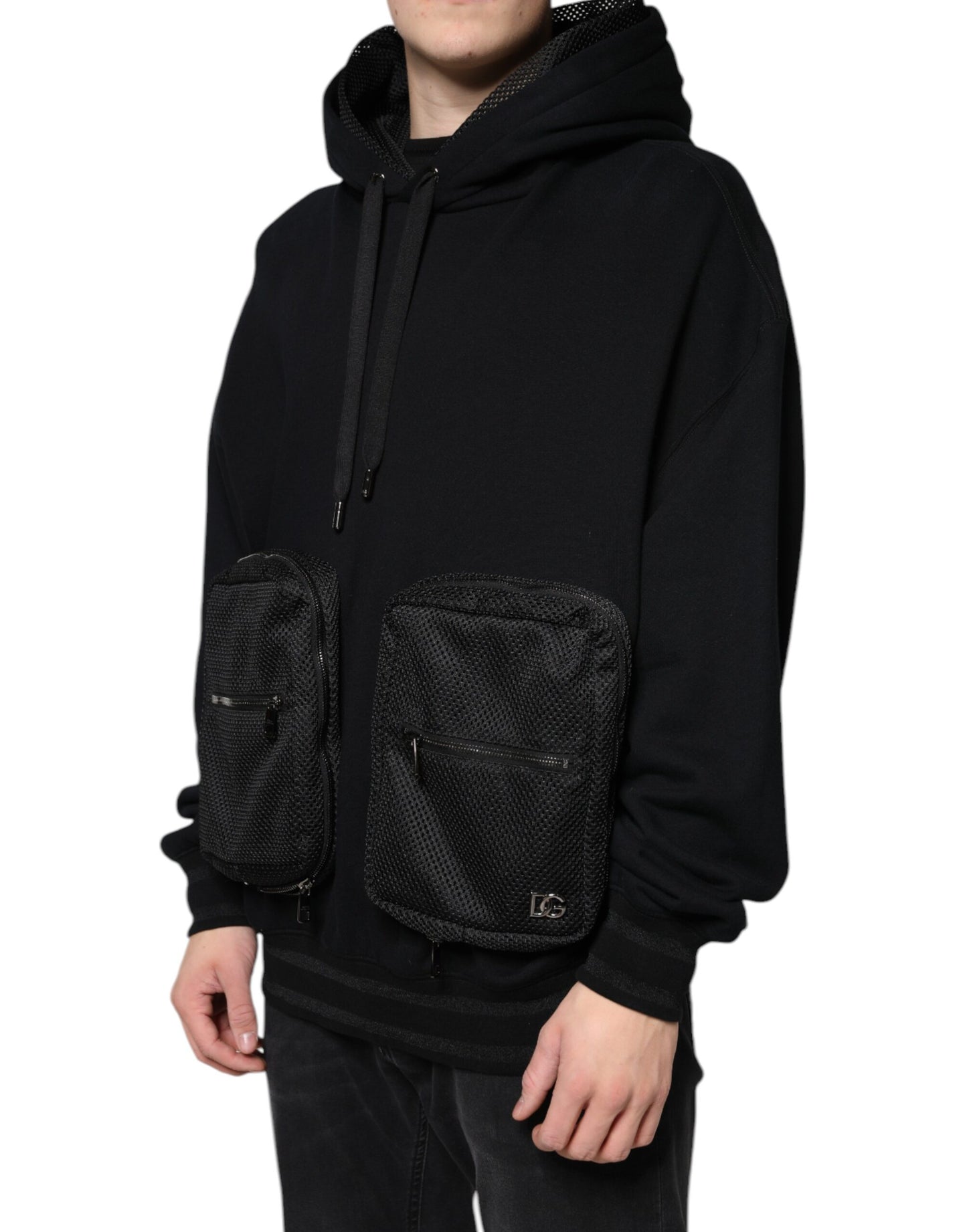 Sudadera con capucha negra para hombre