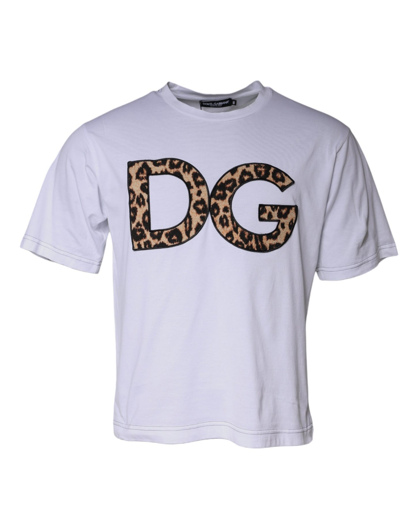 T-shirt blanc à manches courtes en coton avec logo DG