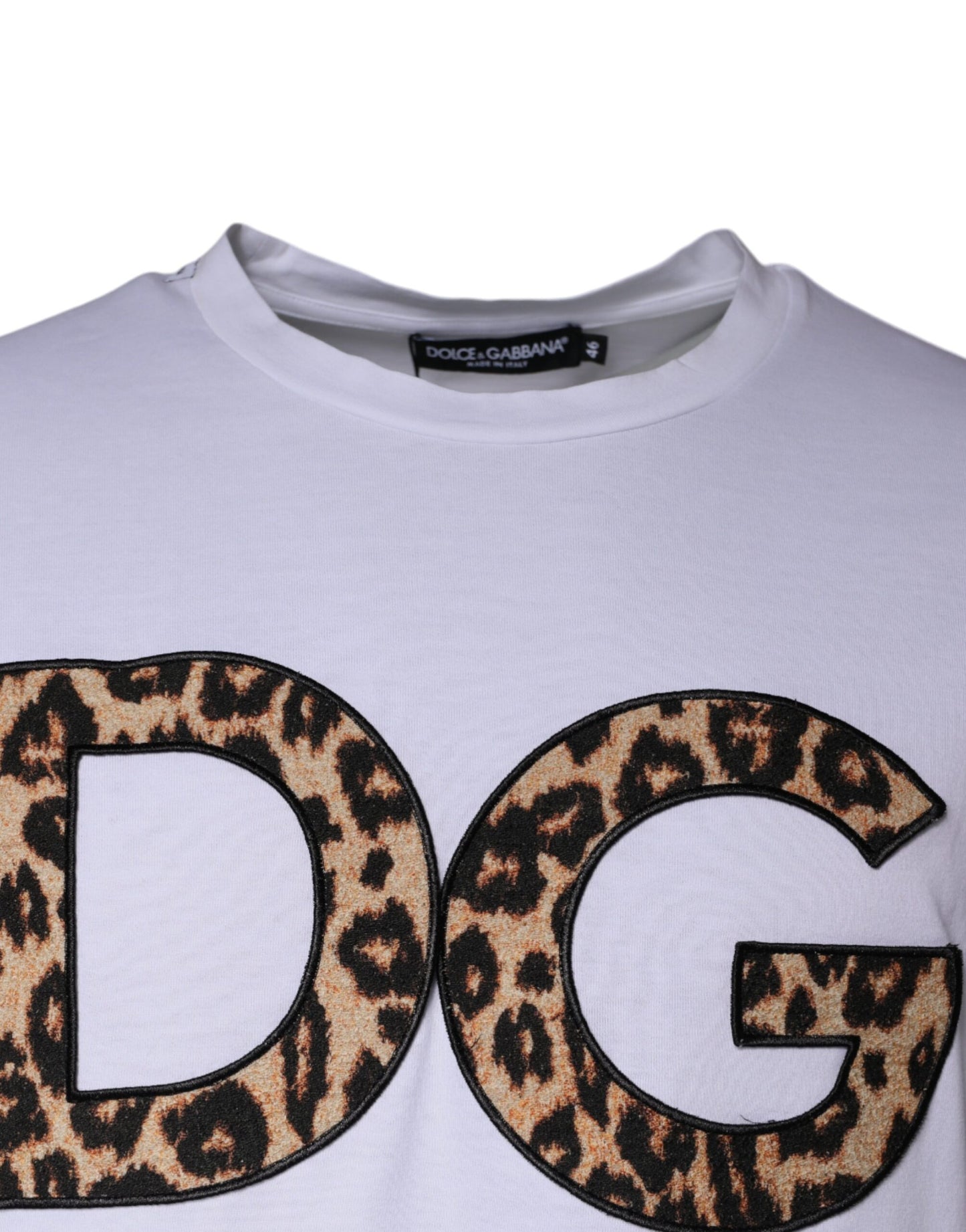 T-shirt blanc à manches courtes en coton avec logo DG