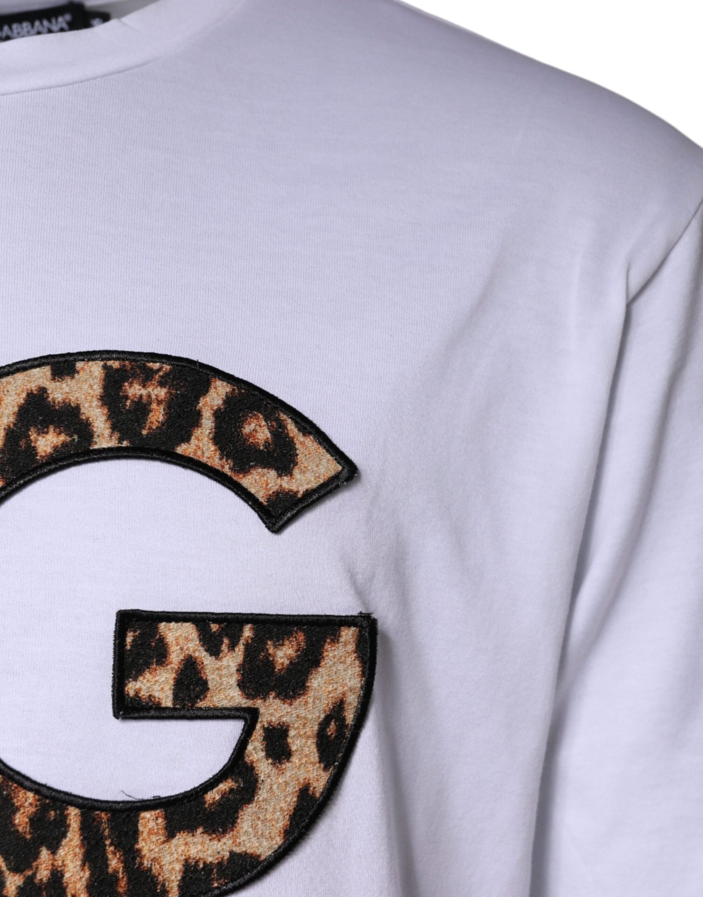 T-shirt blanc à manches courtes en coton avec logo DG