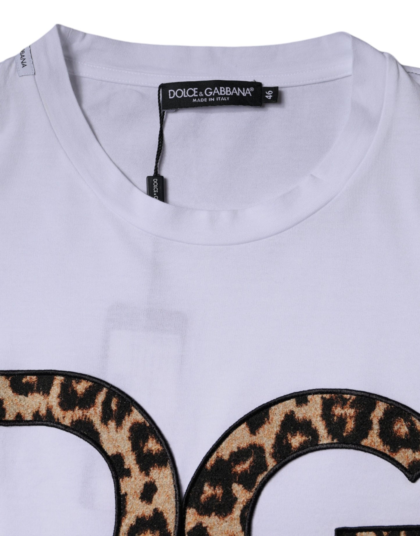 T-shirt blanc à manches courtes en coton avec logo DG