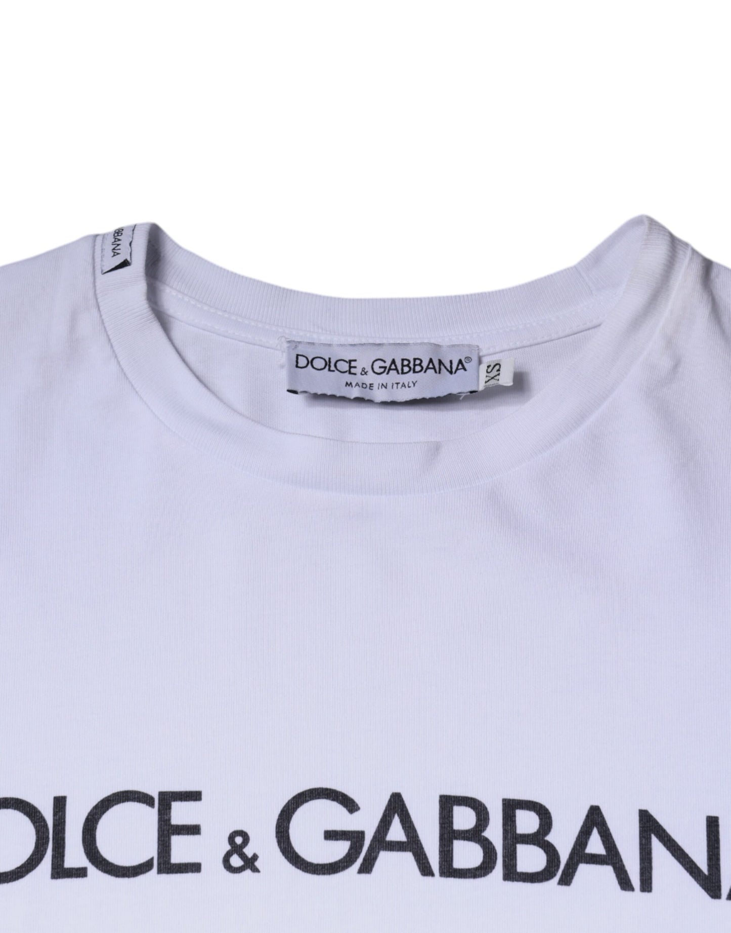 T-shirt col rond en coton blanc avec logo imprimé