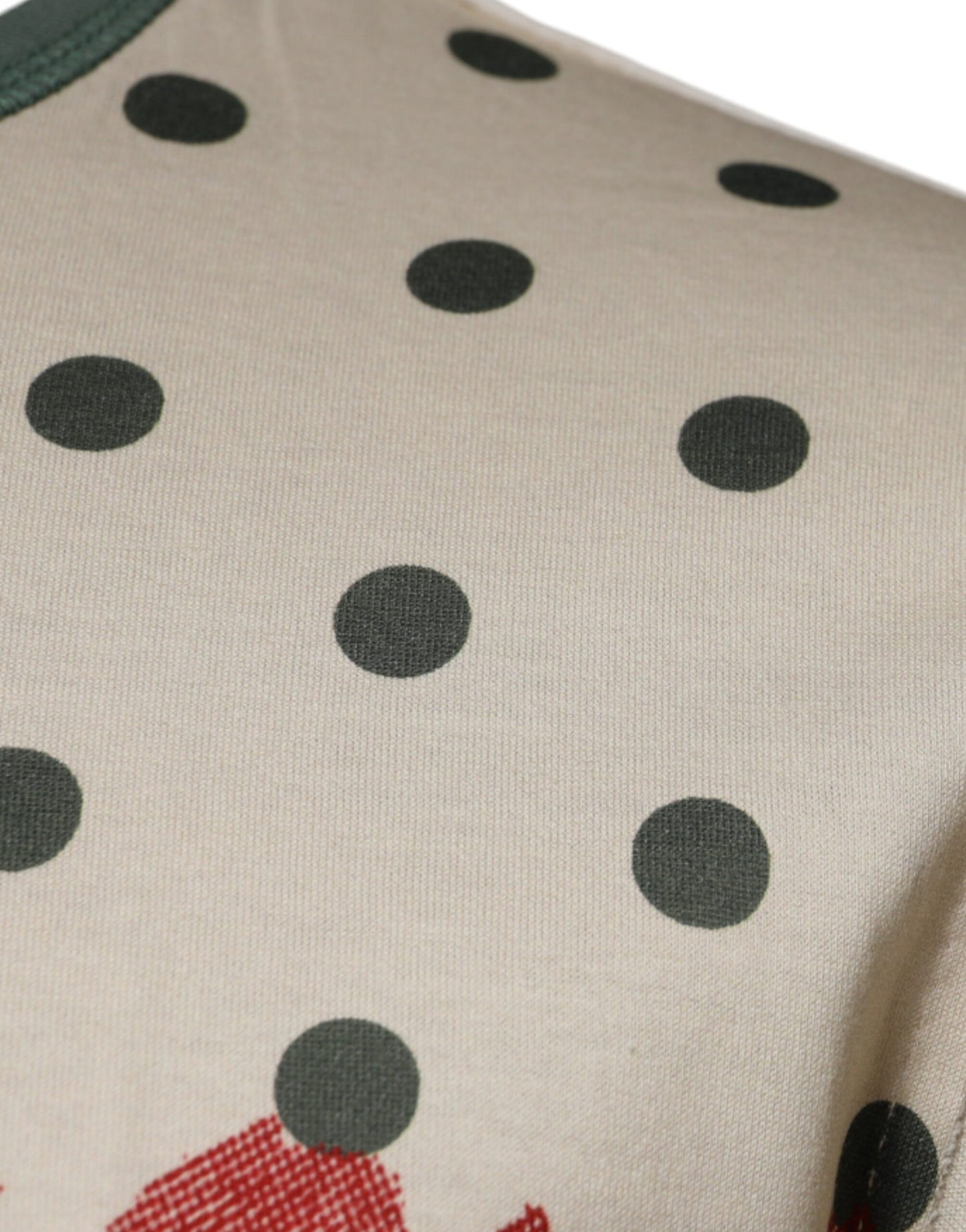T-shirt en coton beige à pois et imprimé graphique