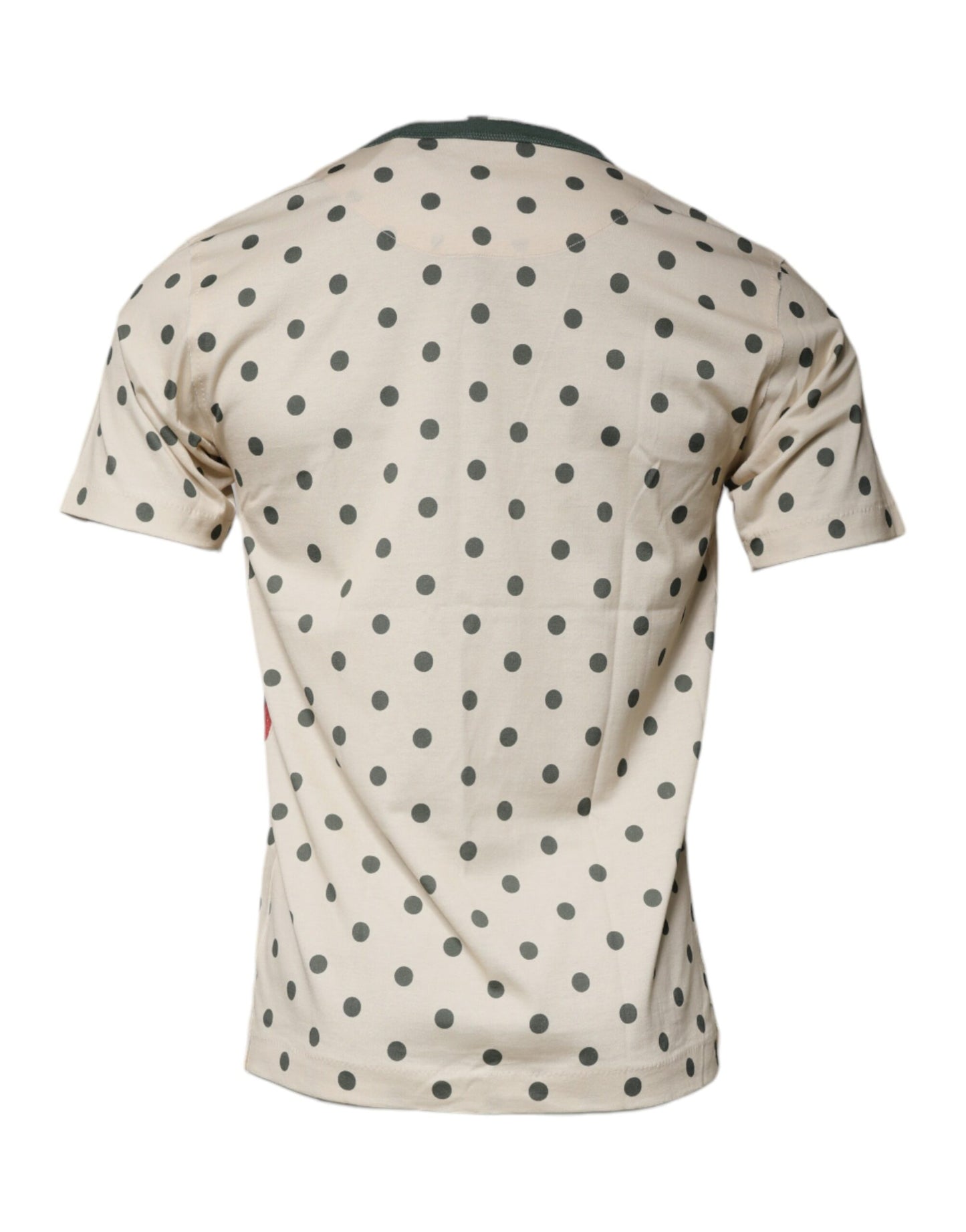 T-shirt en coton beige à pois et imprimé graphique