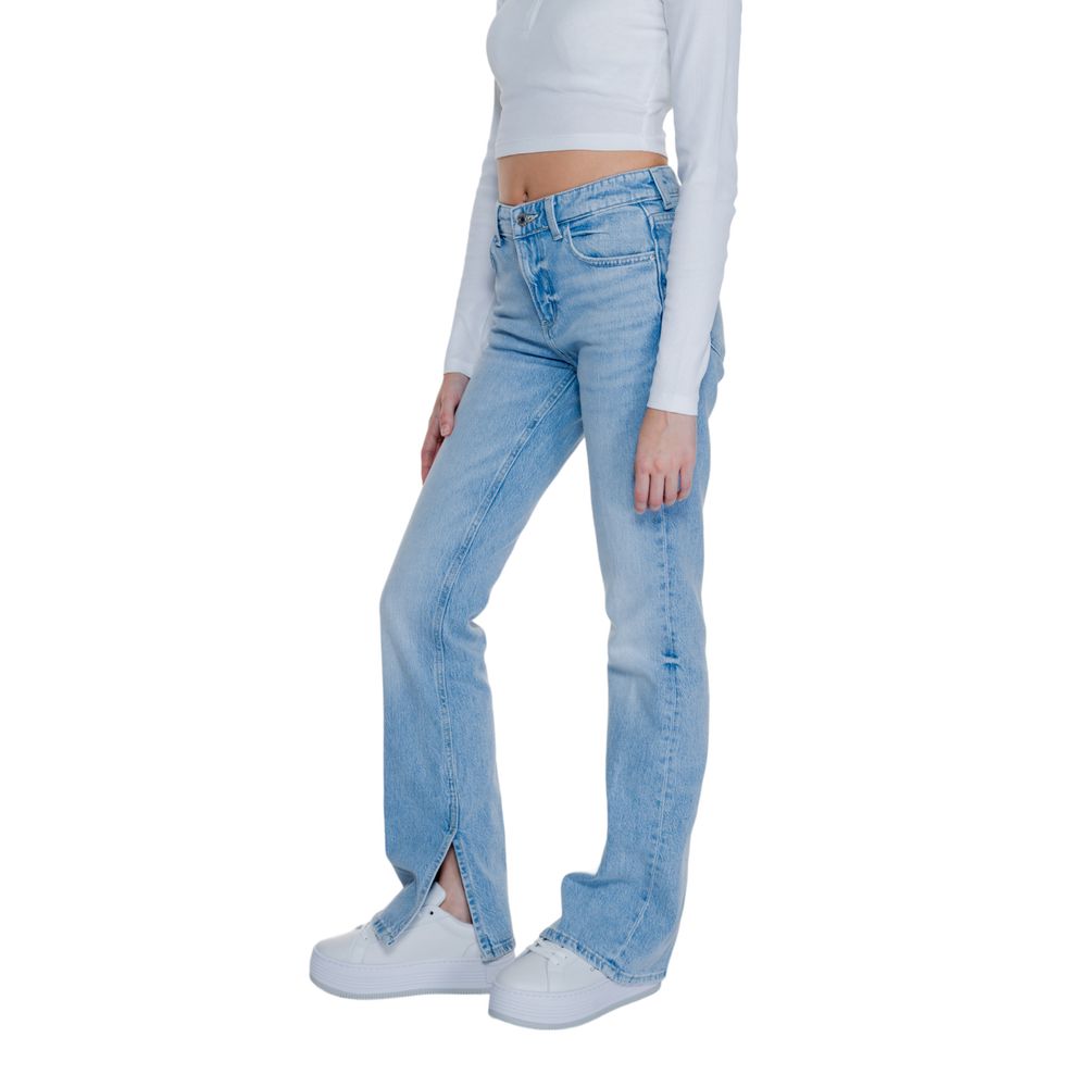 Jean mom en coton bleu clair