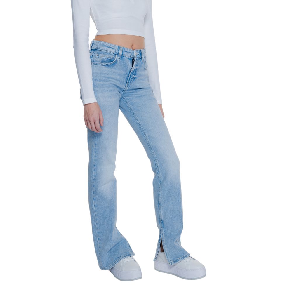 Jean mom en coton bleu clair