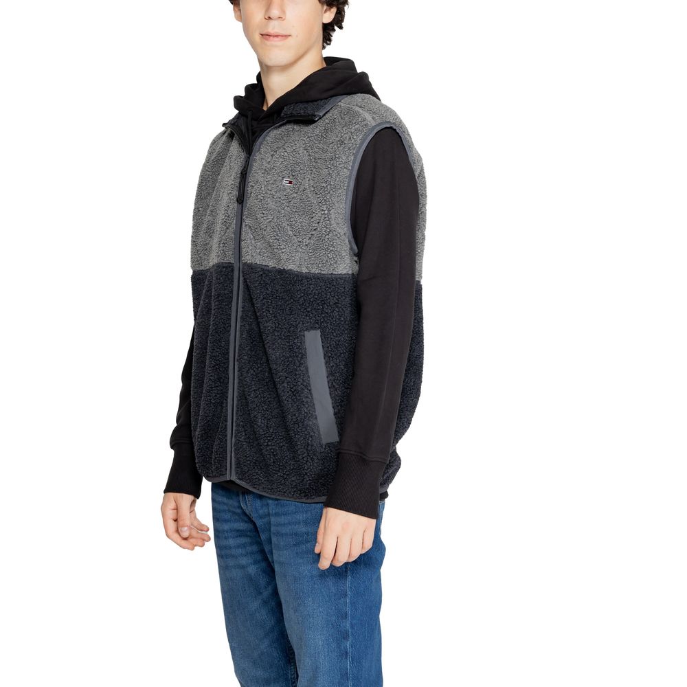 Black Recycled Polyester Sleveless Jacket